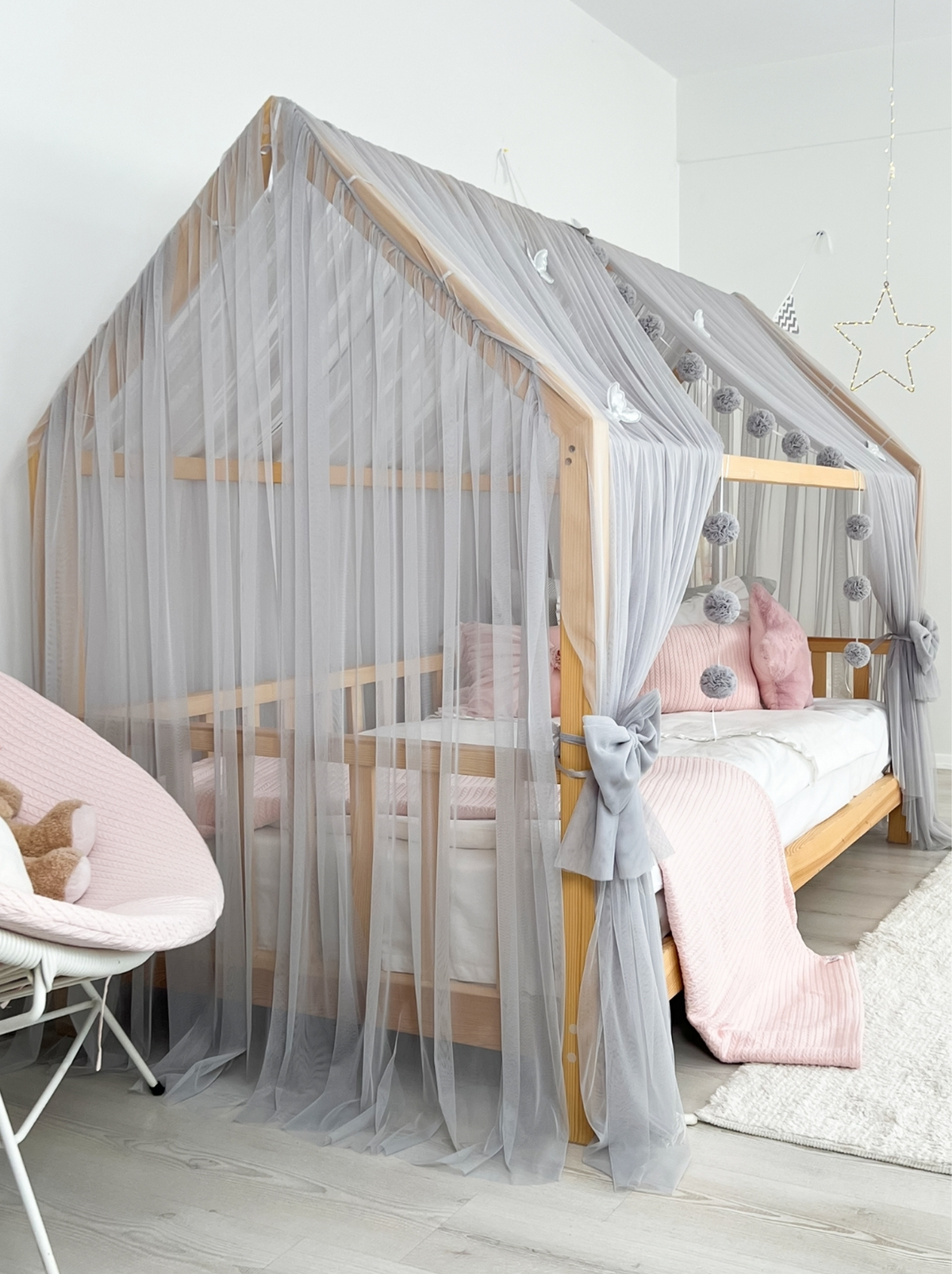 Montessori Bed Canopy Deluxe-Grey