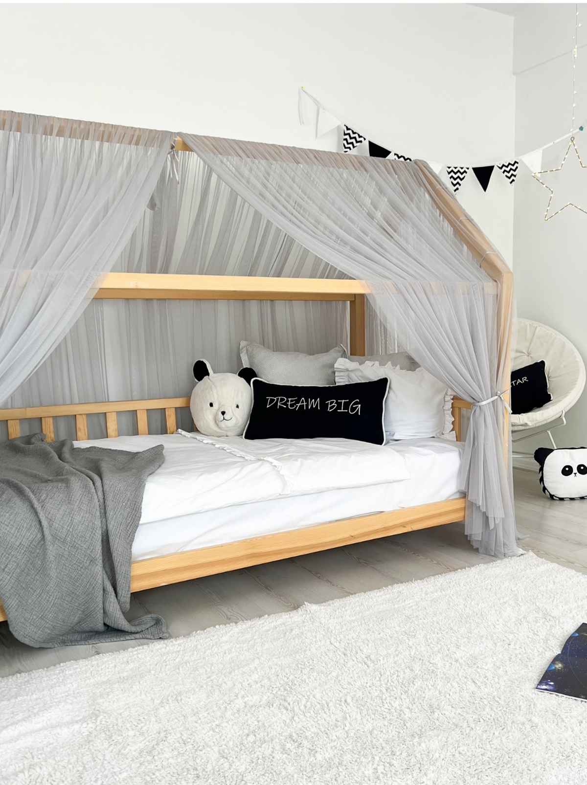 Montessori Bed Canopy Deluxe-Grey
