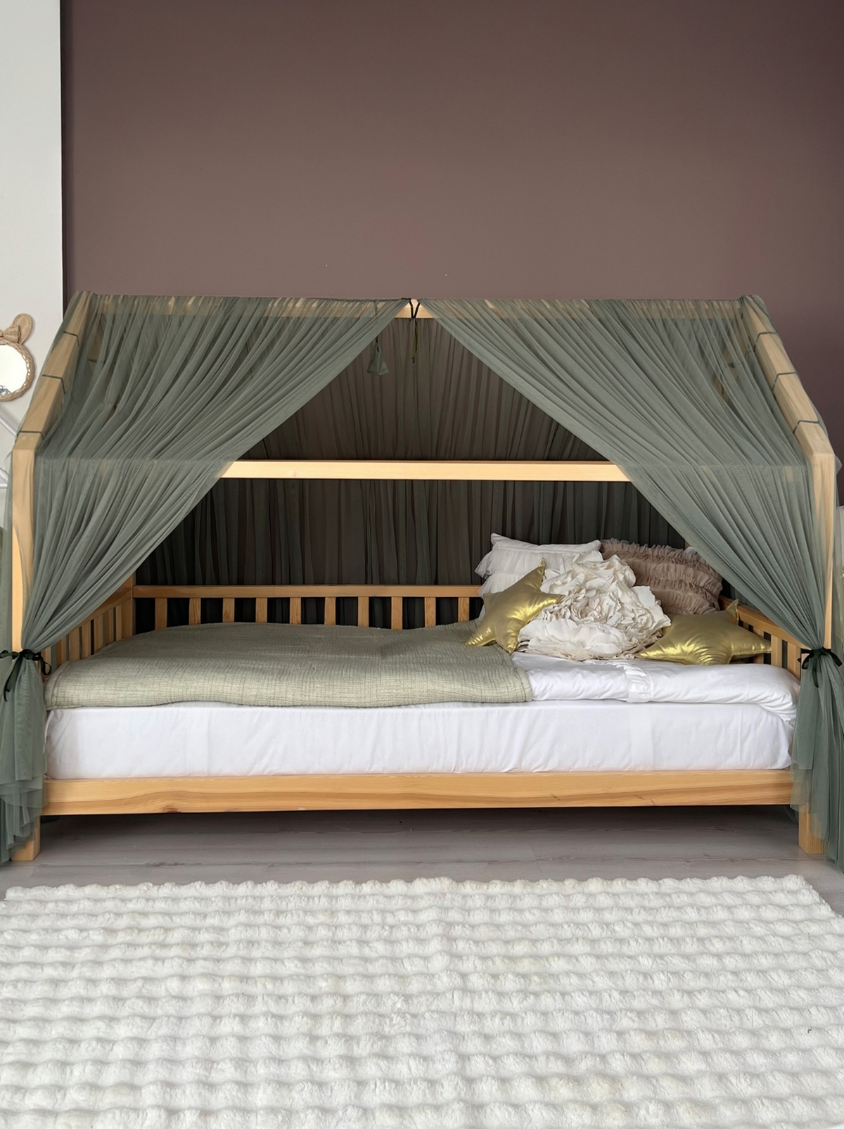 Montessori Bed Canopy Deluxe-Khaki Green
