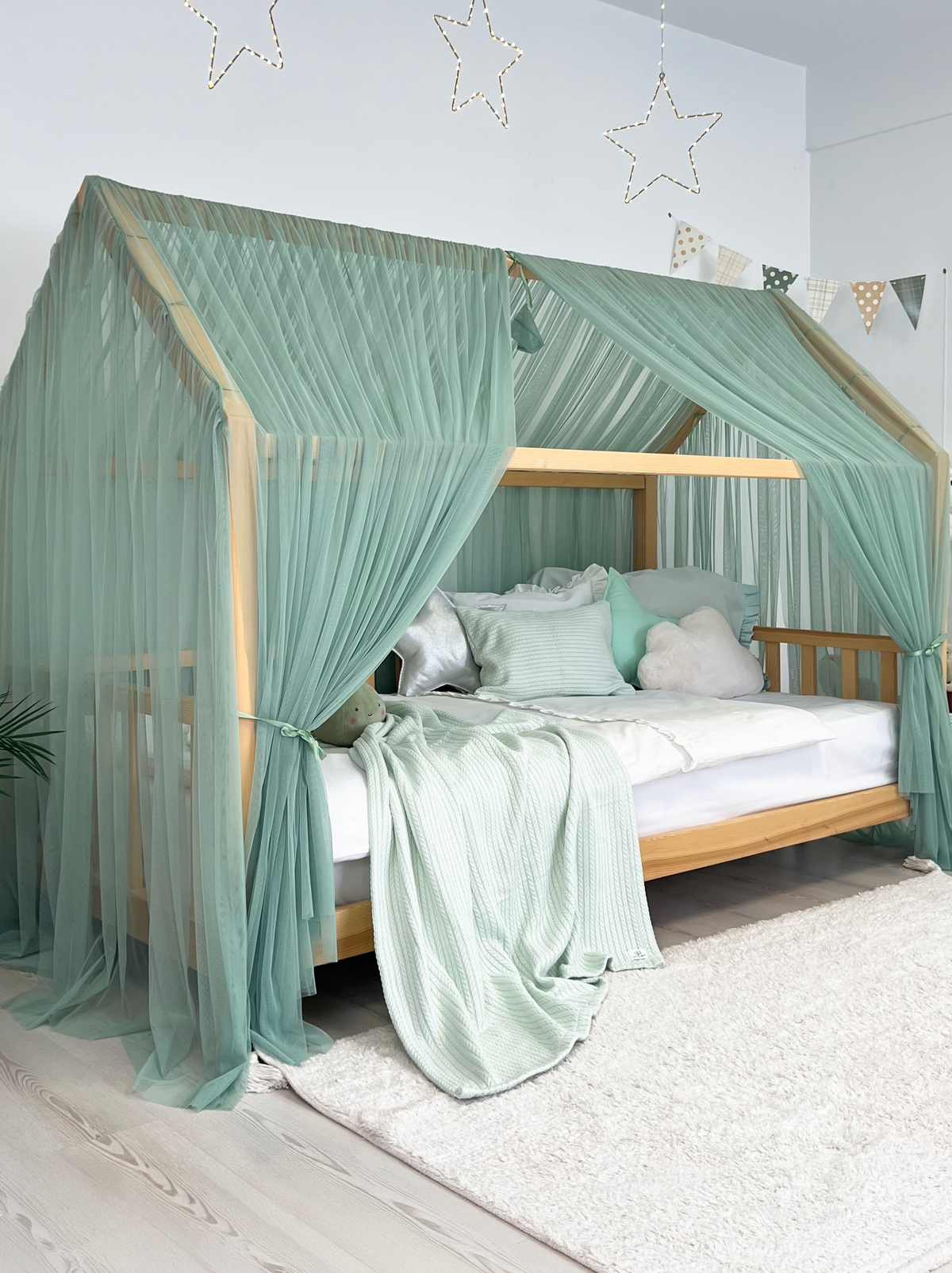 Montessori Bed Canopy Deluxe-Sage Green