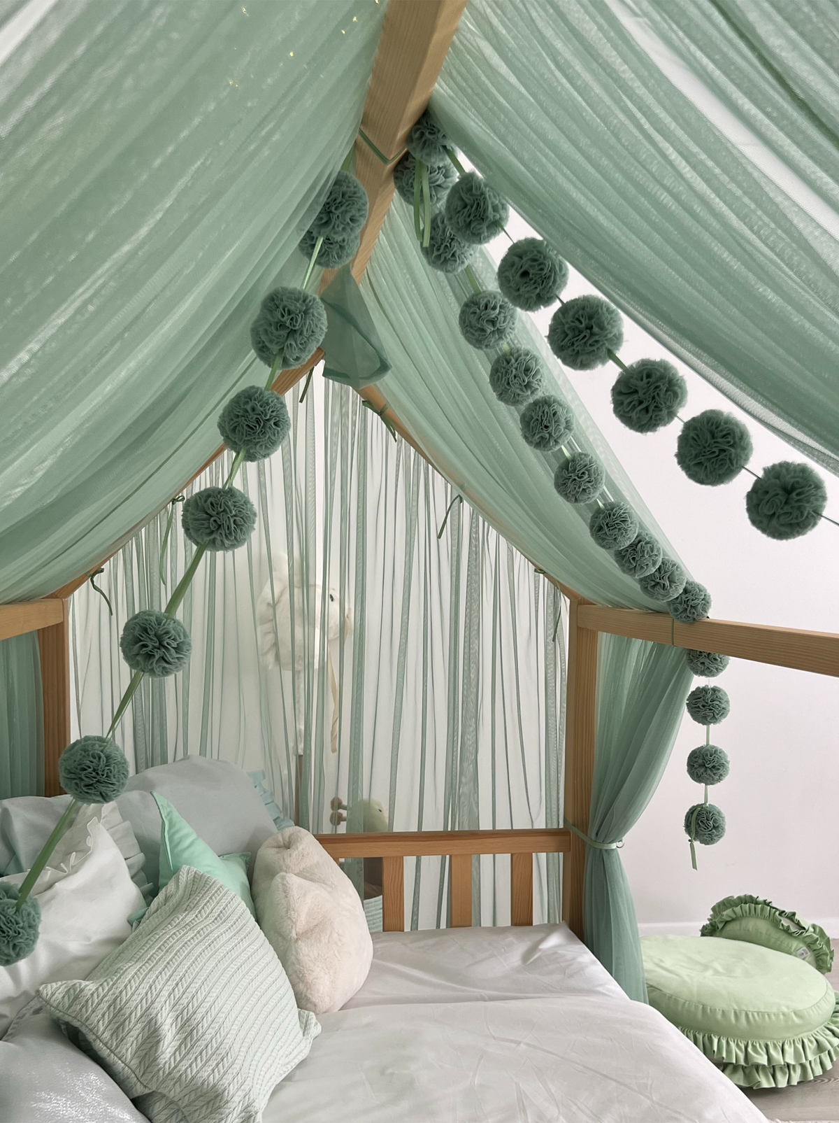 Montessori Bed Canopy Deluxe-Sage Green
