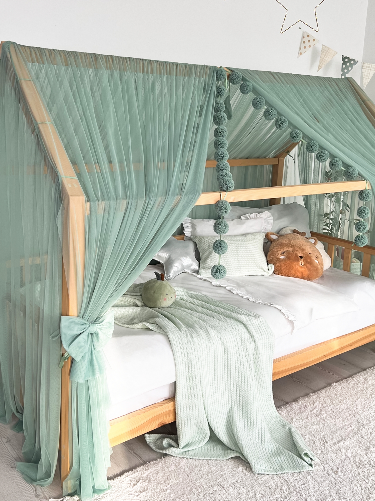 Montessori Bed Canopy Deluxe-Sage Green