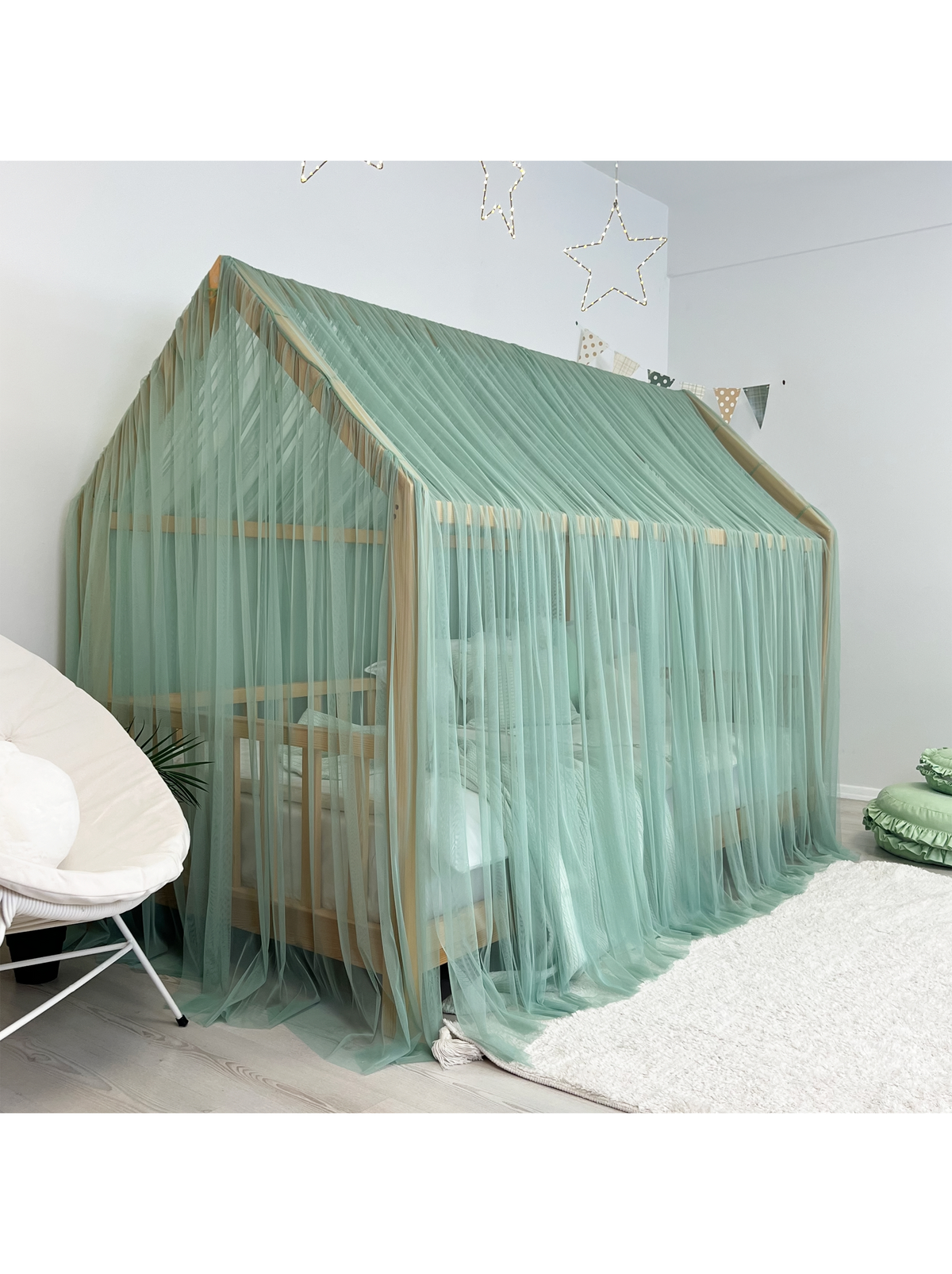 Montessori Bed Canopy Deluxe-Sage Green