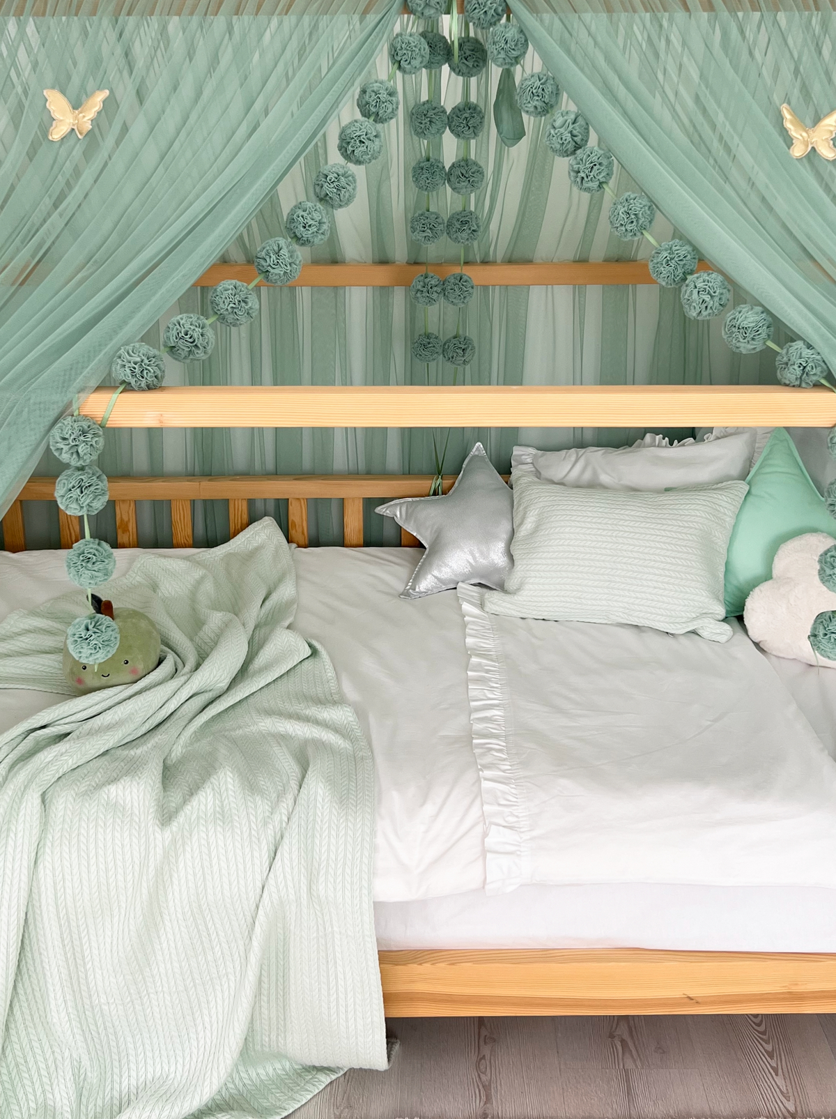 Montessori Bed Canopy Deluxe-Sage Green