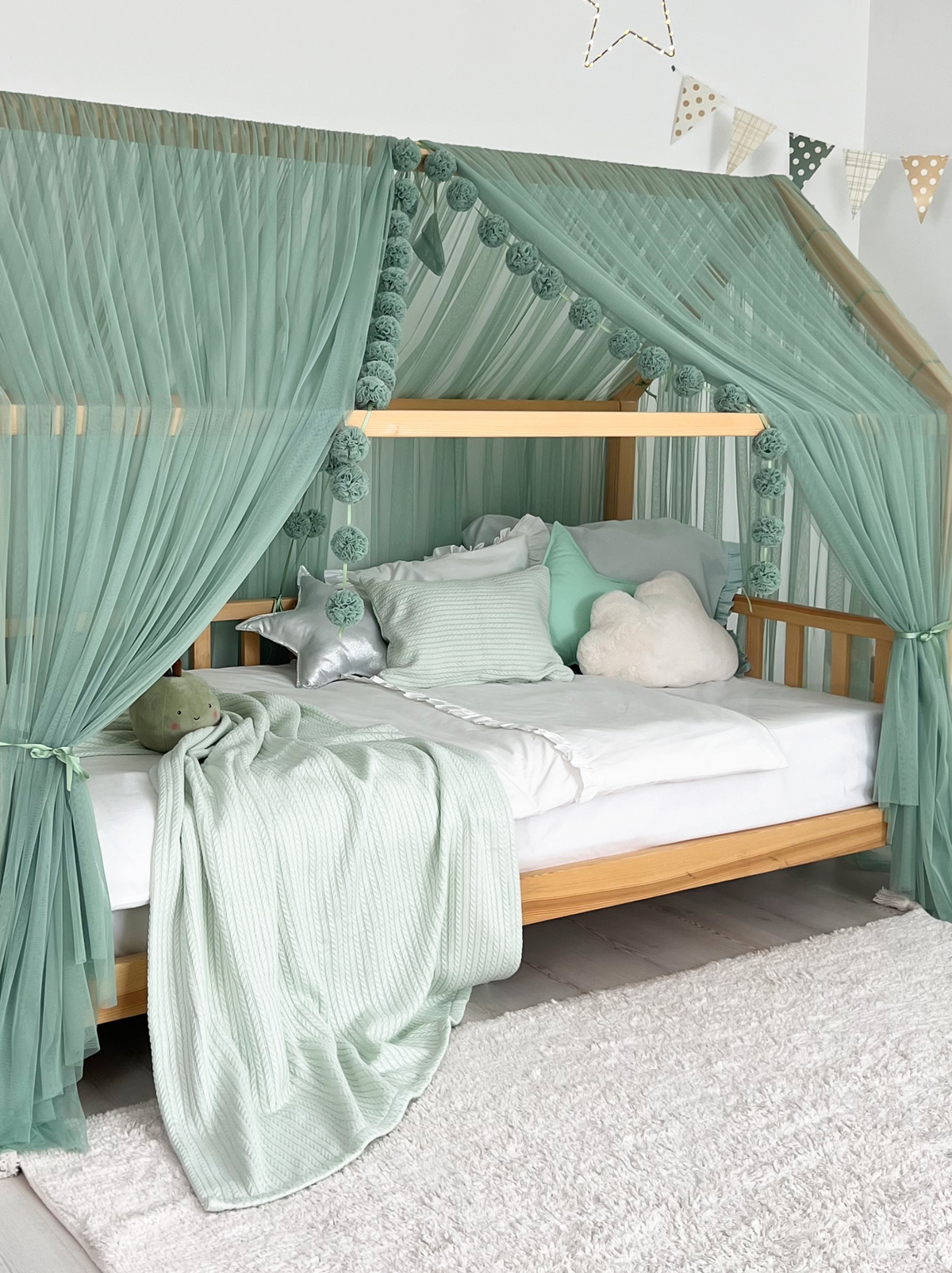 Montessori Bed Canopy Deluxe-Sage Green