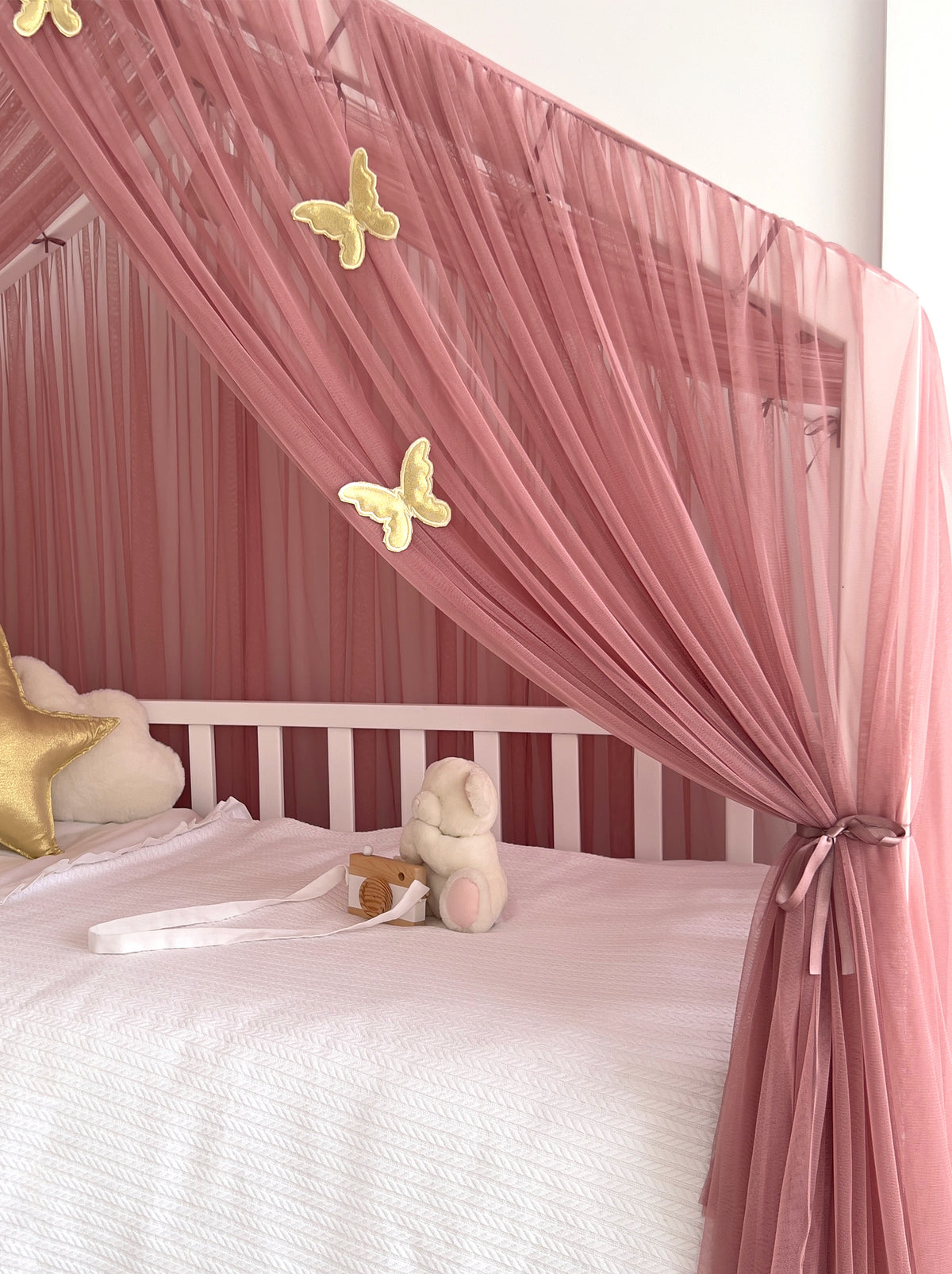 Montessori Bed Canopy Deluxe-Dusty Rose
