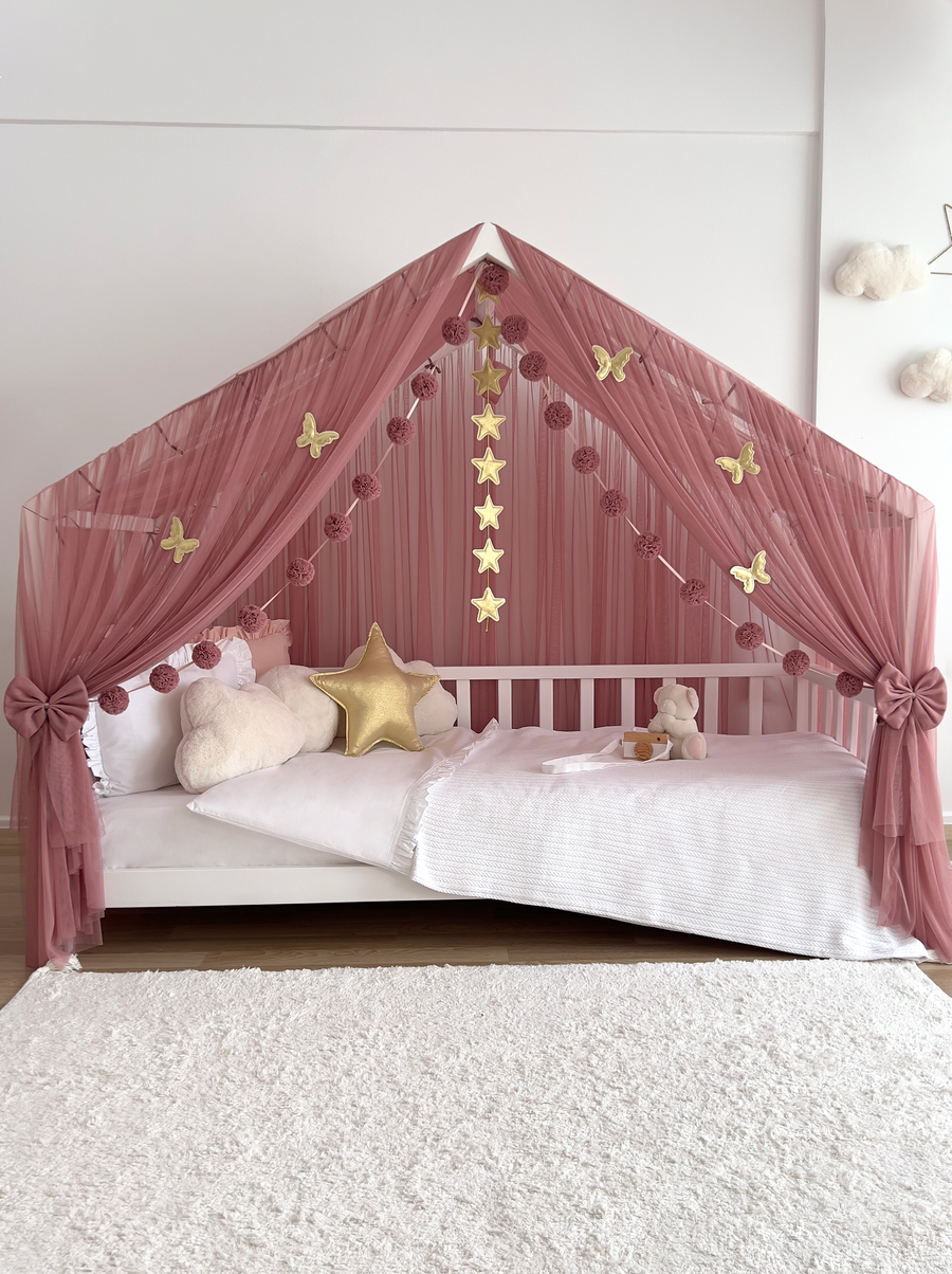 Montessori Bed Canopy Deluxe-Dusty Rose