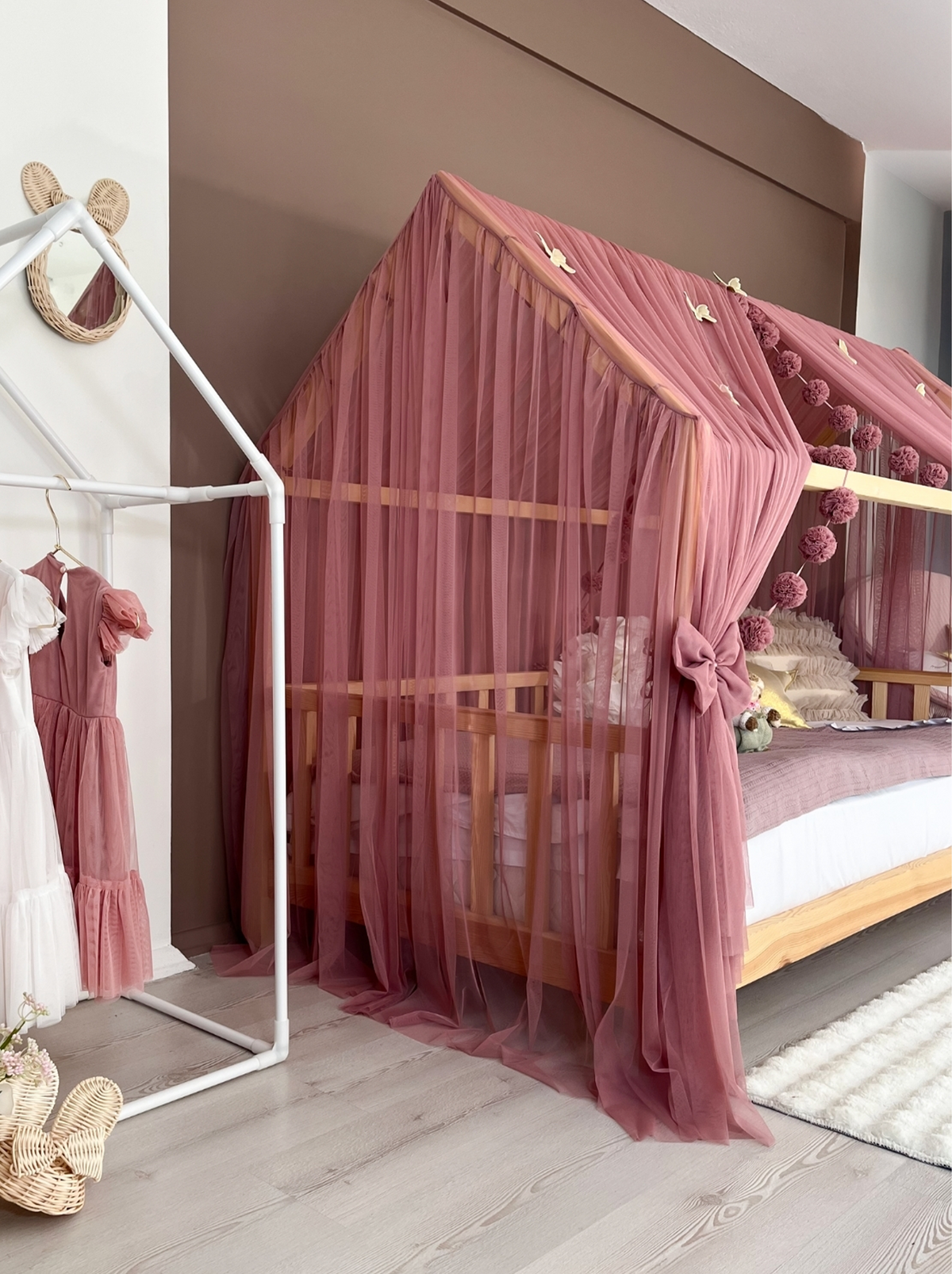 Montessori Bed Canopy Deluxe-Dusty Rose