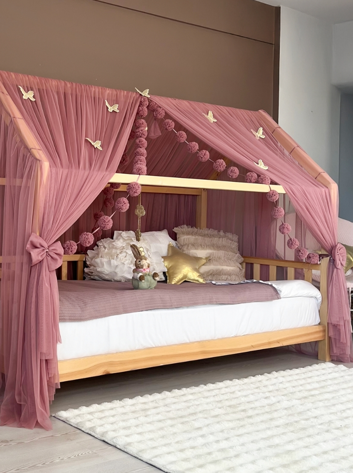 Montessori Bed Canopy Deluxe-Dusty Rose