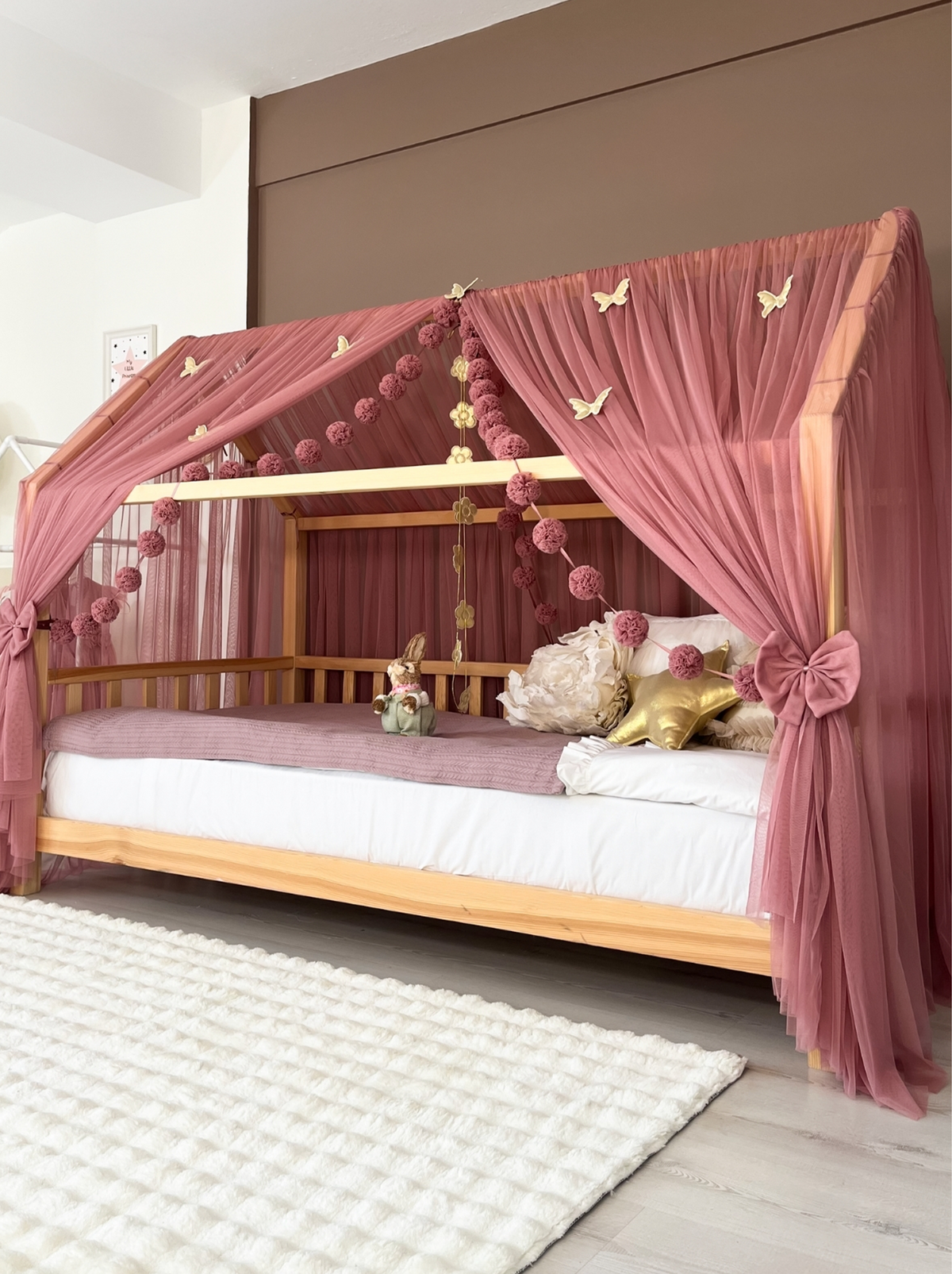 Montessori Bed Canopy Deluxe-Dusty Rose