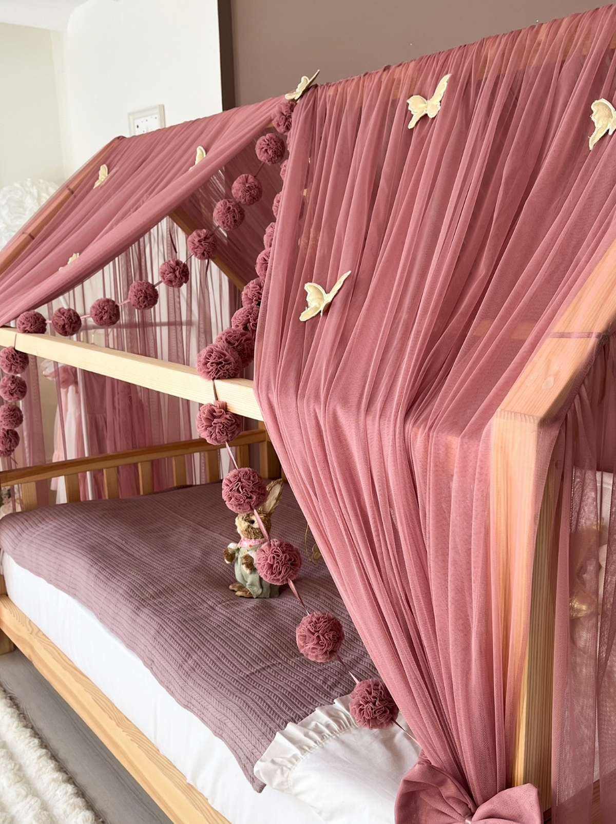 Montessori Bed Canopy Deluxe-Dusty Rose