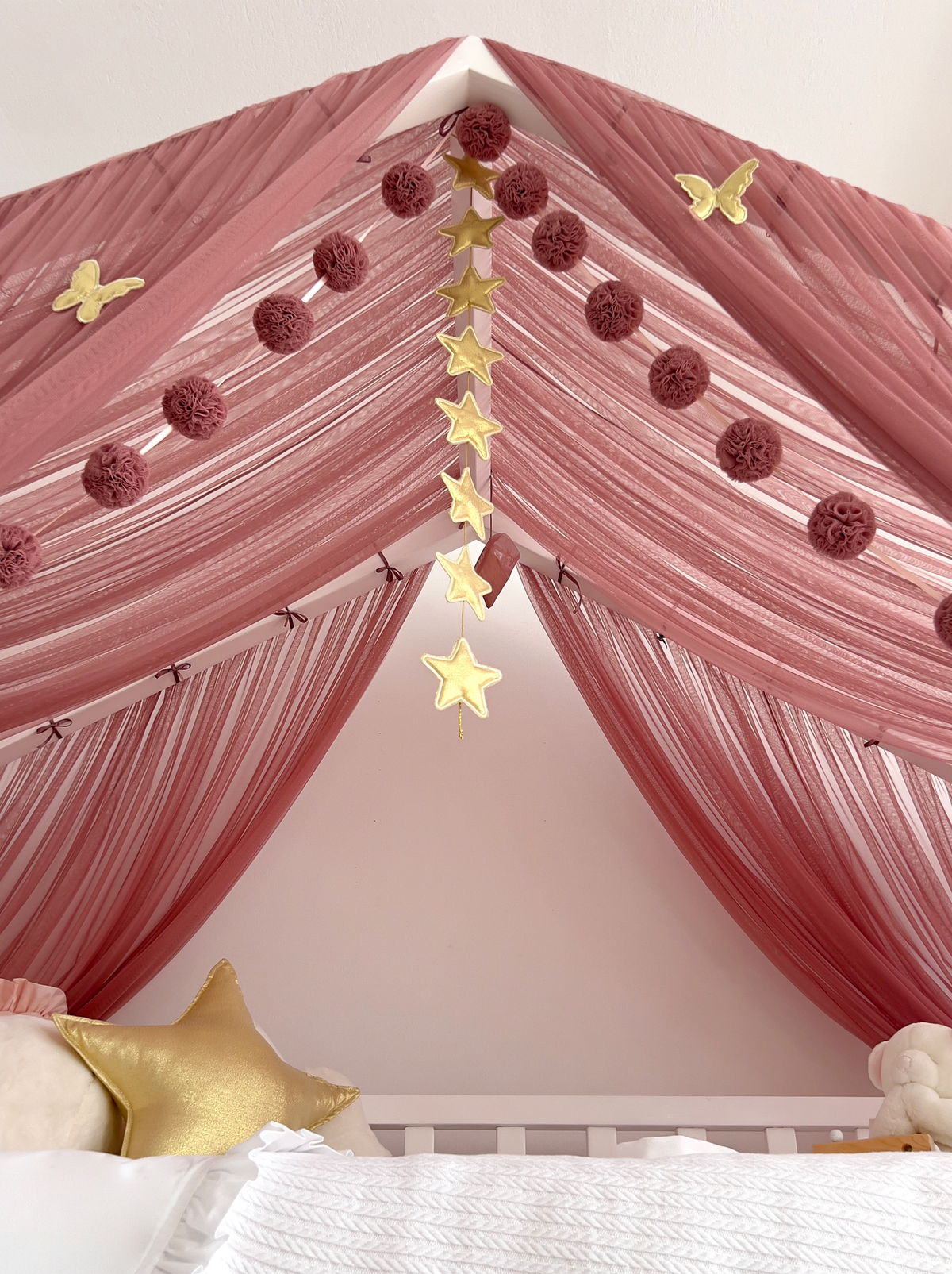 Montessori Bed Canopy Deluxe-Dusty Rose