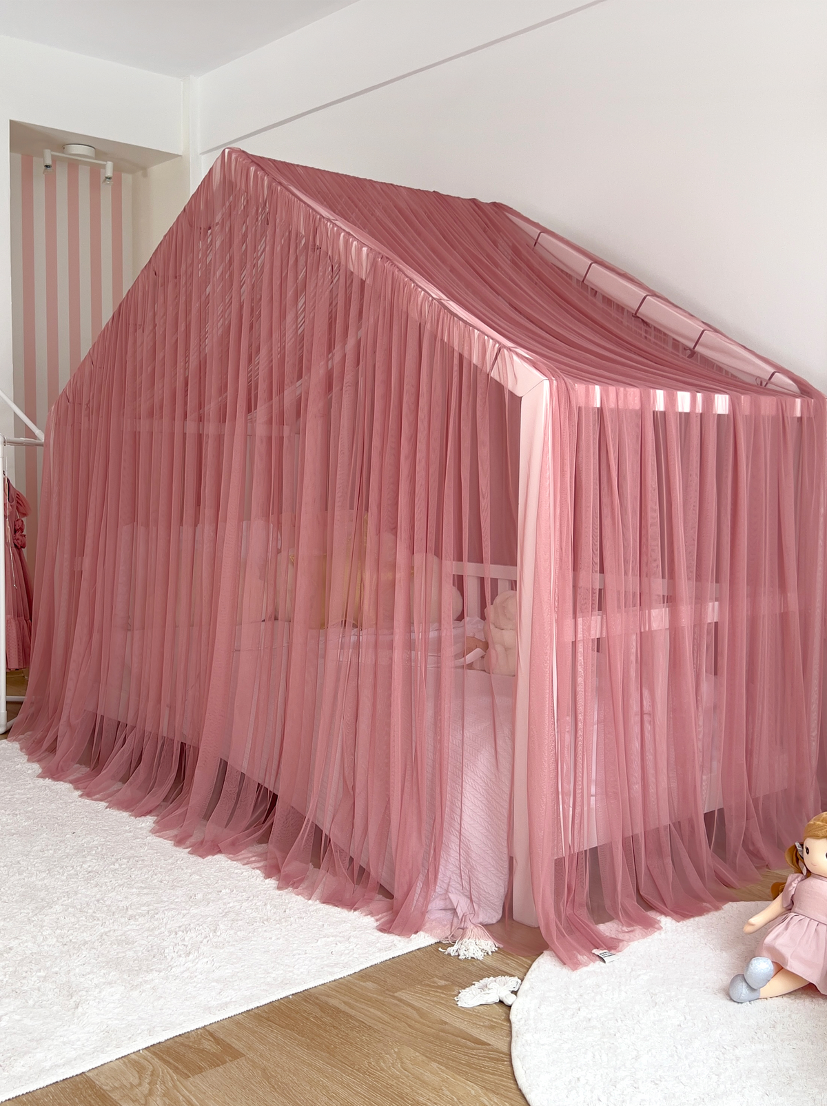 Montessori Bed Canopy Deluxe-Dusty Rose