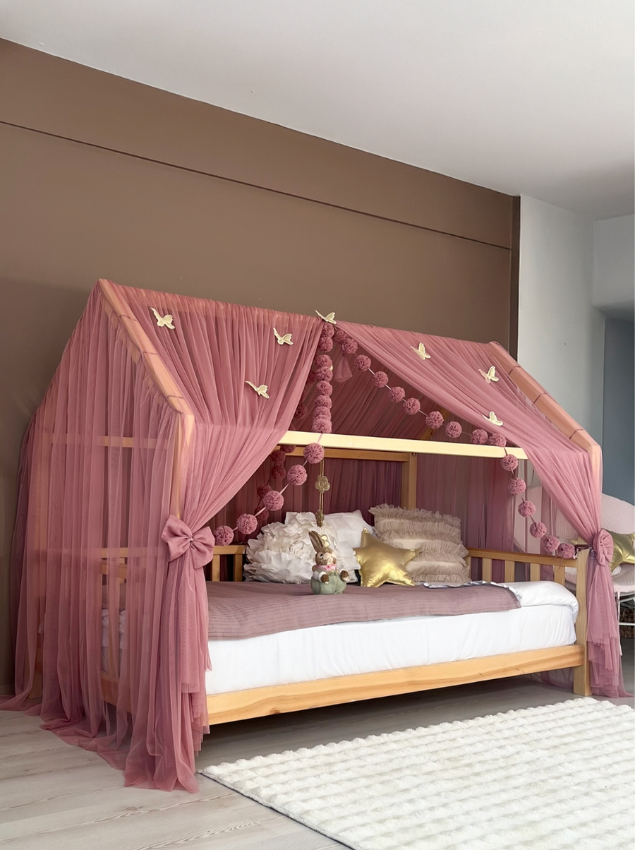 Montessori Bed Canopy Deluxe-Dusty Rose