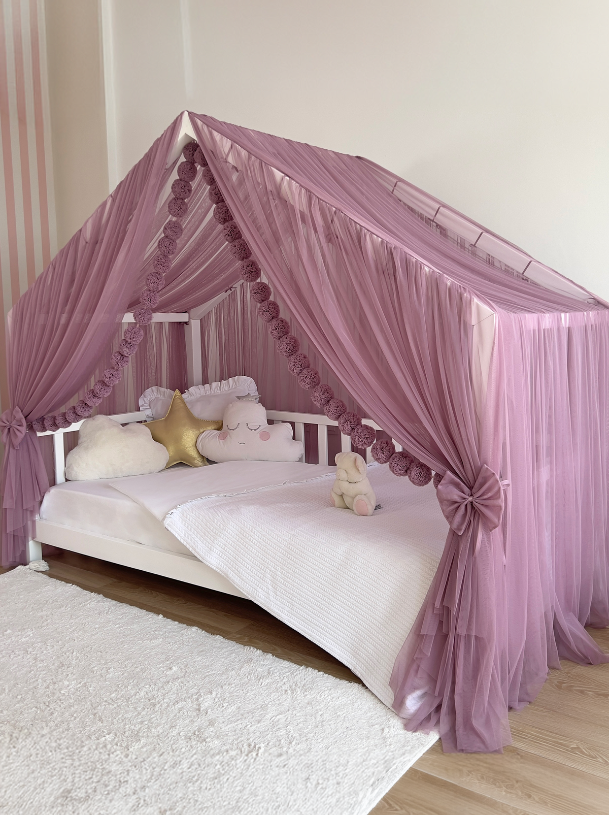 Montessori Bed Canopy Deluxe-Opera Mauve