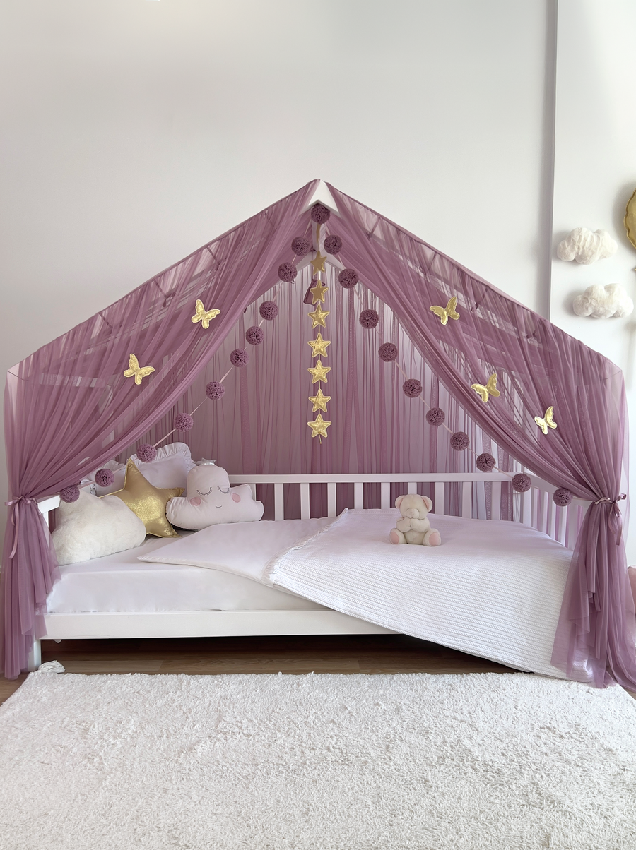 Montessori Bed Canopy Deluxe-Opera Mauve