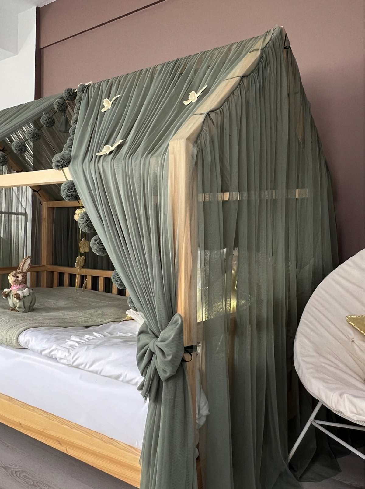 Montessori Bed Canopy Deluxe-Khaki Green