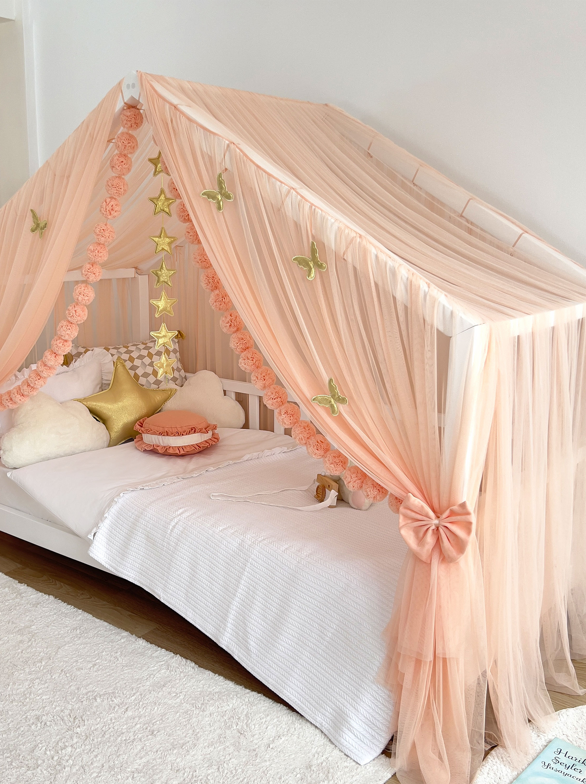 Montessori Bed Canopy Deluxe-Salmon