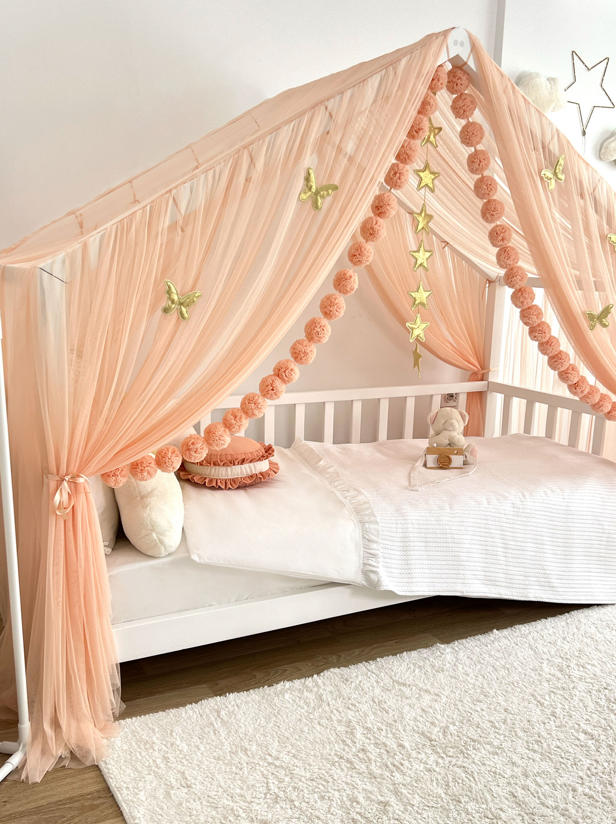 Montessori Bed Canopy Deluxe-Salmon