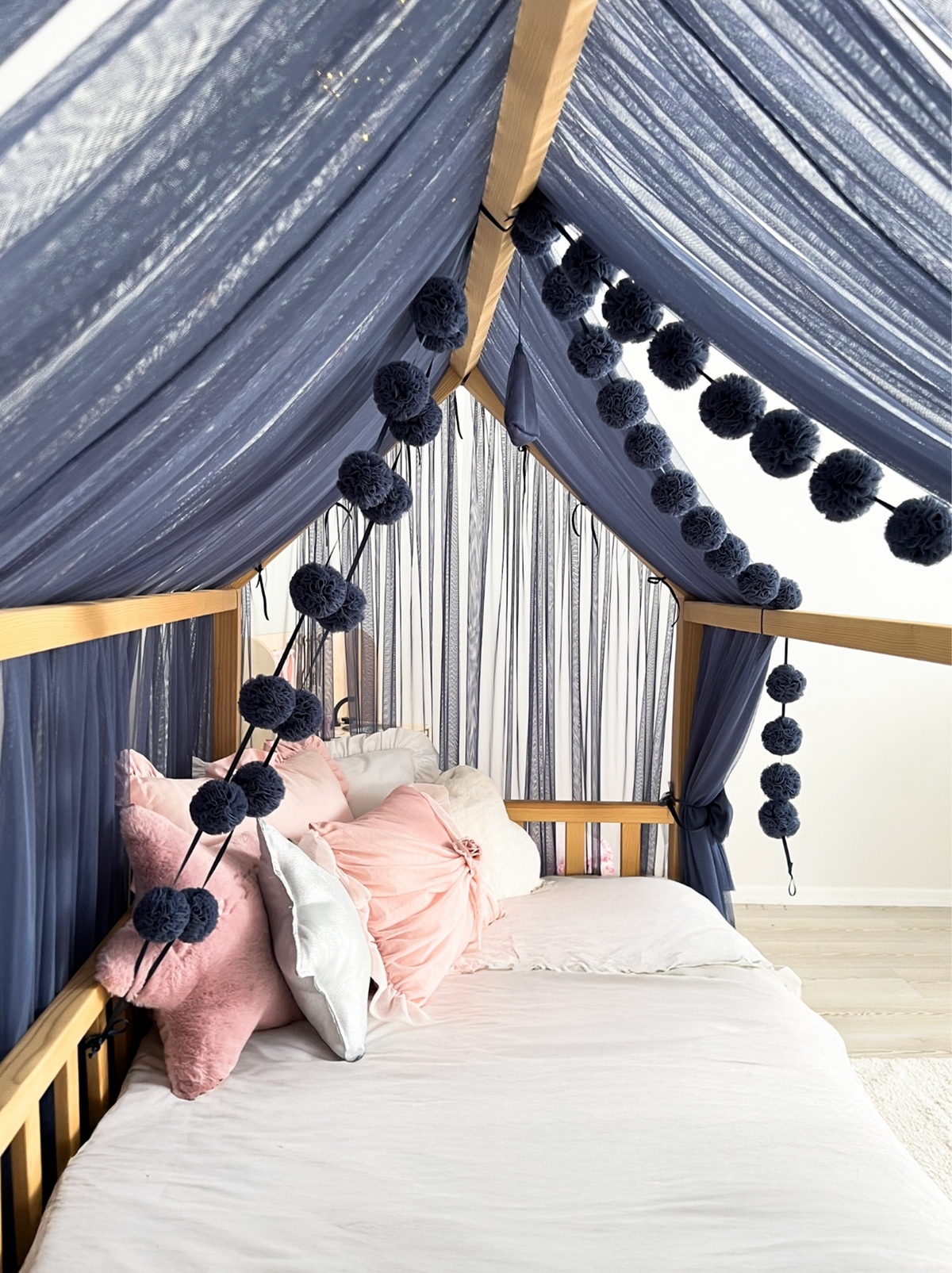 Montessori Bed Canopy Deluxe-Glaucous Blue