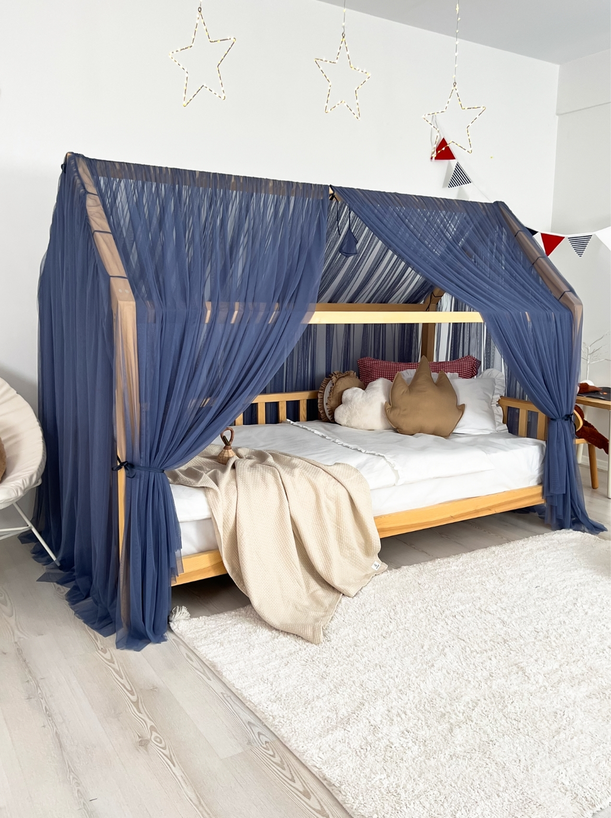 Montessori Bed Canopy Deluxe-Glaucous Blue