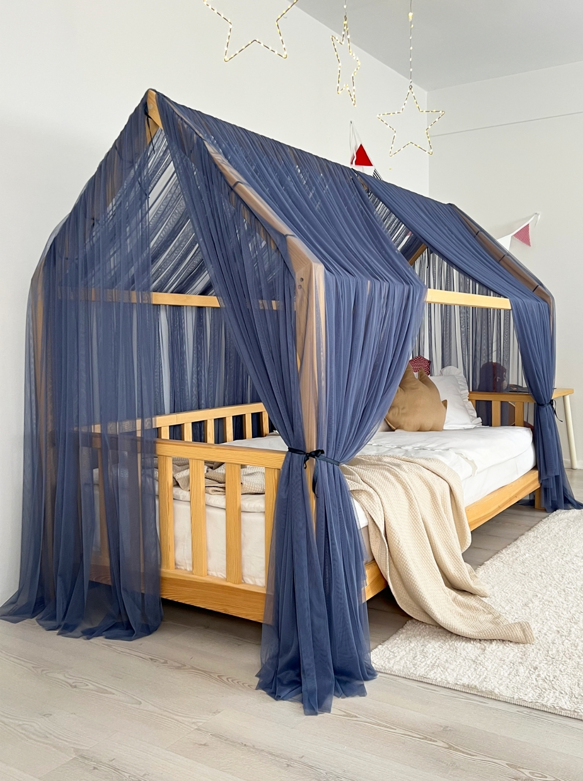 Montessori Bed Canopy Deluxe-Glaucous Blue