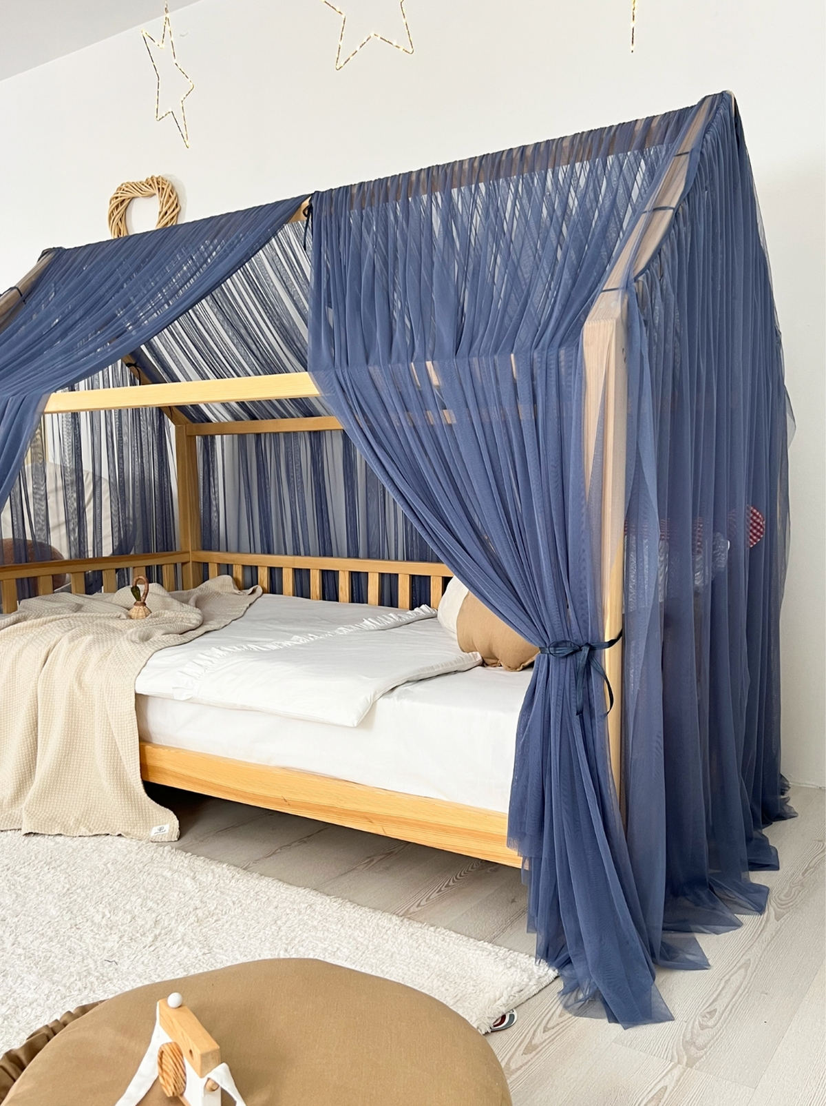 Montessori Bed Canopy Deluxe-Glaucous Blue