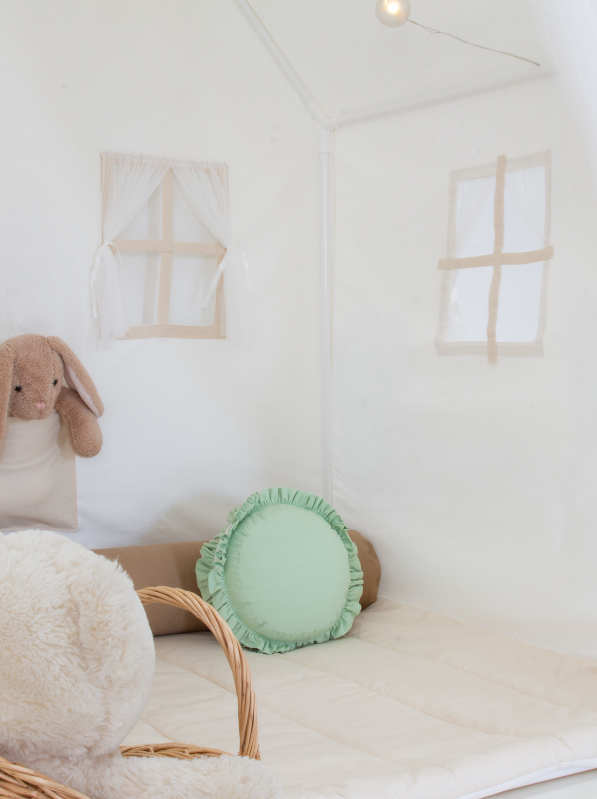 Playhouse Montessori With Curtains-White