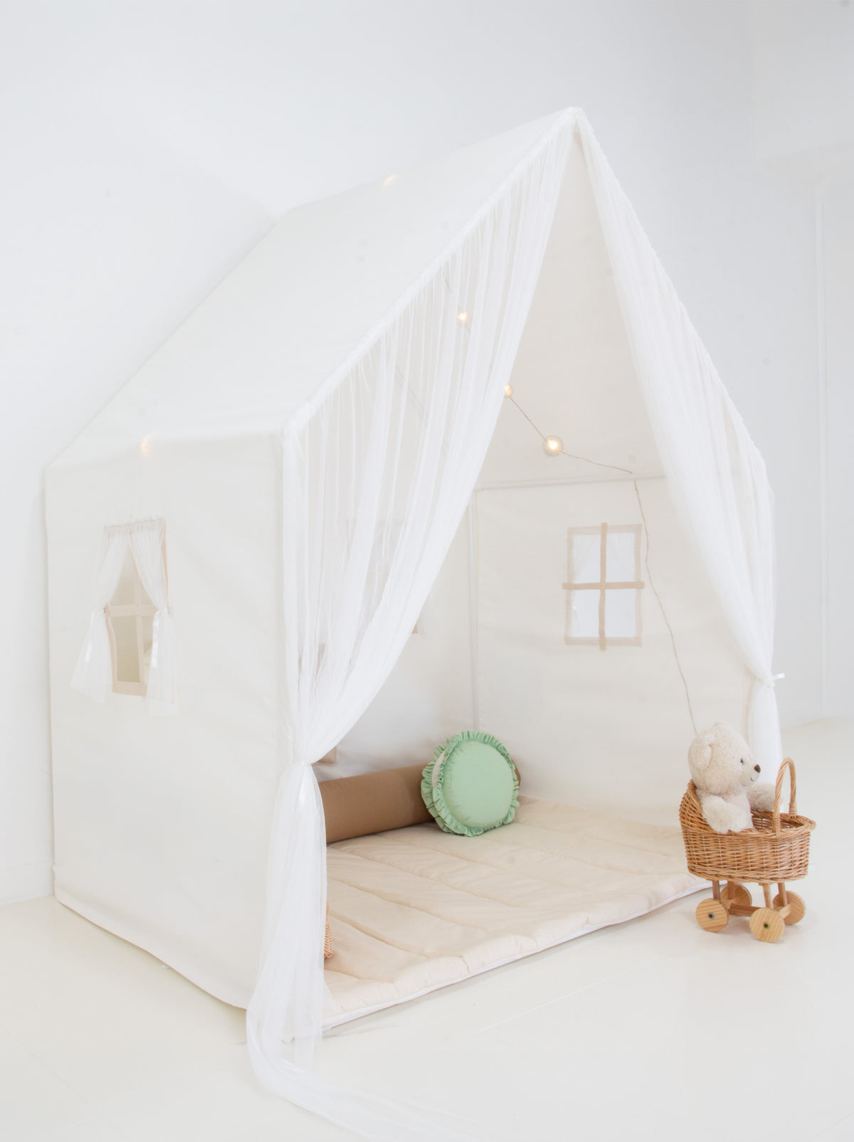 Playhouse Montessori With Curtains-White