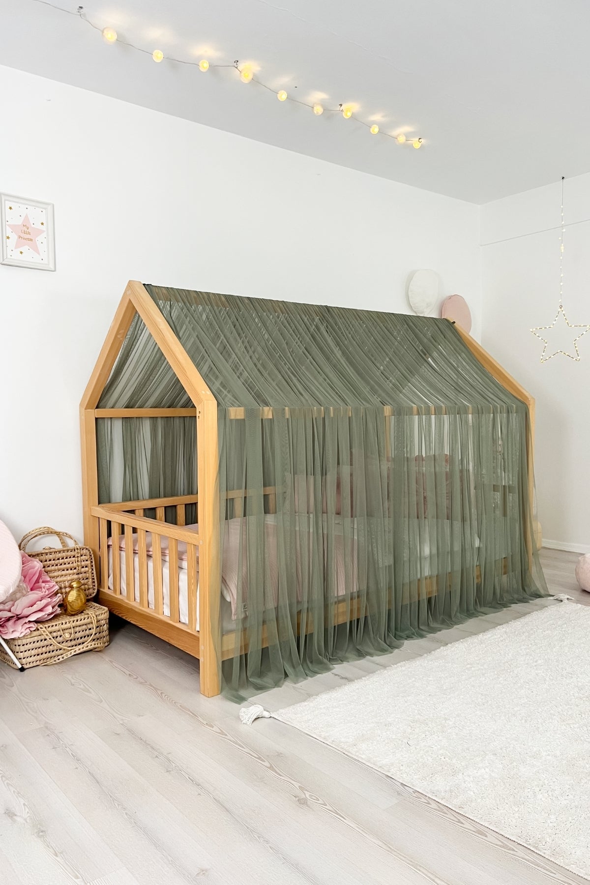 Montessori Bed Canopy Basic-Khaki Green