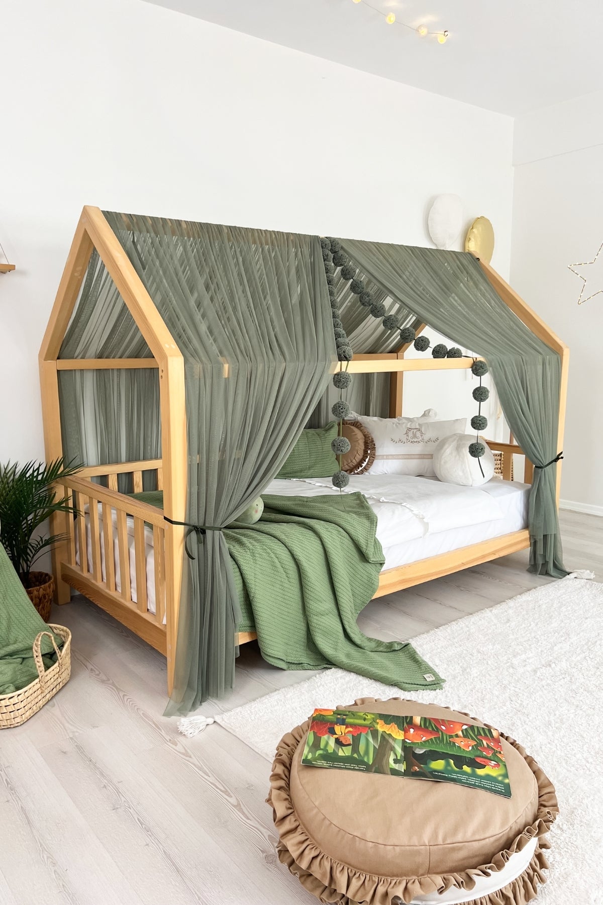 Montessori Bed Canopy Basic-Khaki Green