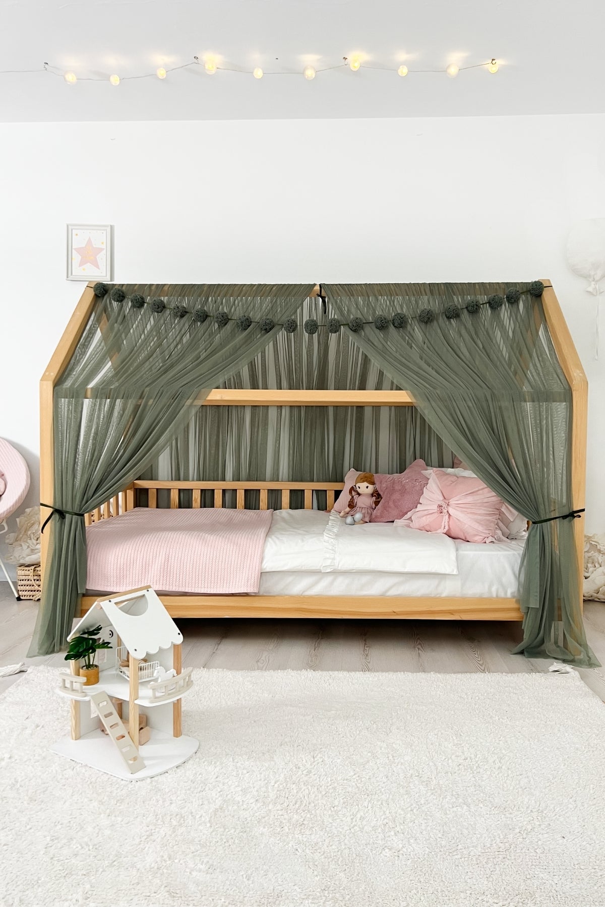 Montessori Bed Canopy Basic-Khaki Green