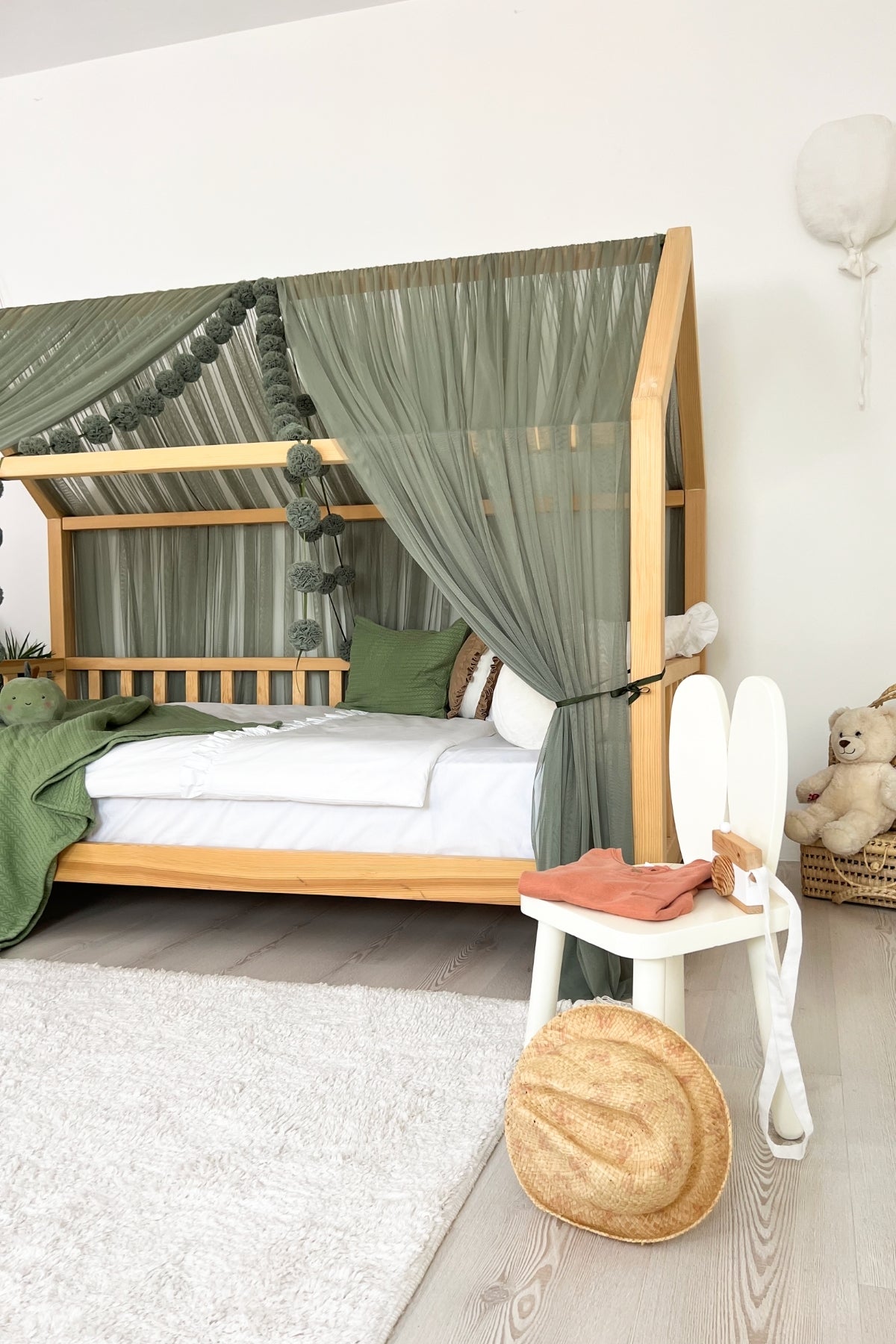 Montessori Bed Canopy Basic-Khaki Green