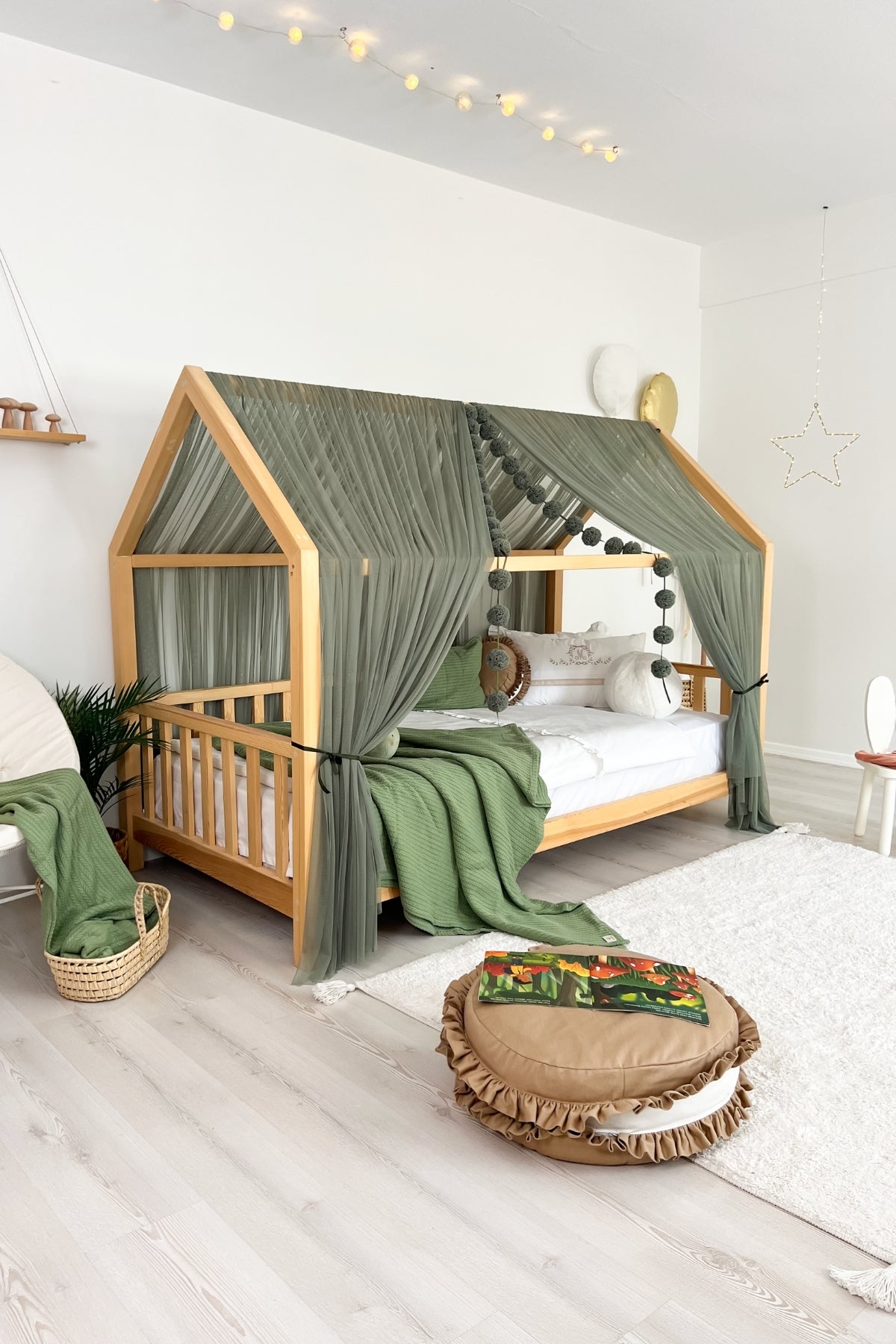 Montessori Bed Canopy Basic-Khaki Green