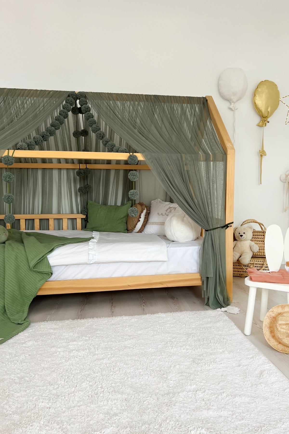 Montessori Bed Canopy Basic-Khaki Green
