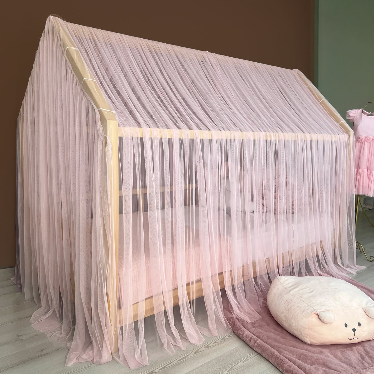 Montessori Bed Canopy Deluxe-Baby Pink