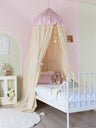 Cream Bed Canopy With Pink Striped