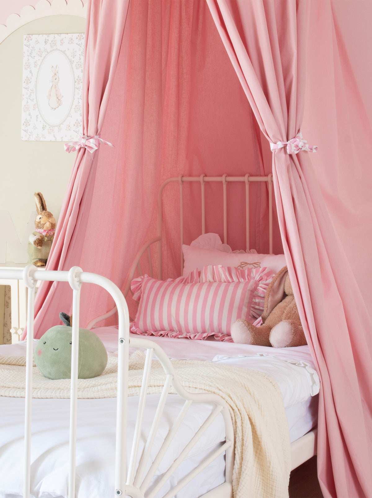 Blush Bed Canopy With Pink Striped