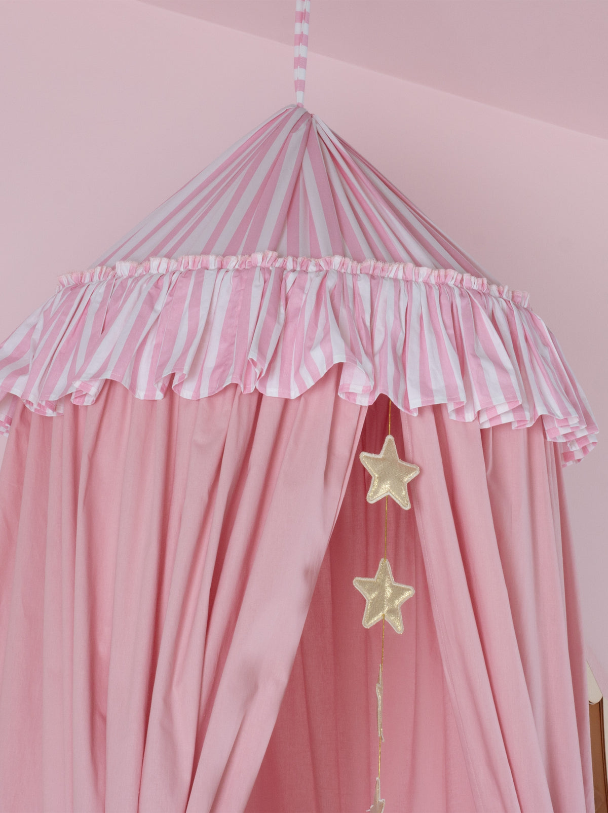 Blush Bed Canopy With Pink Striped