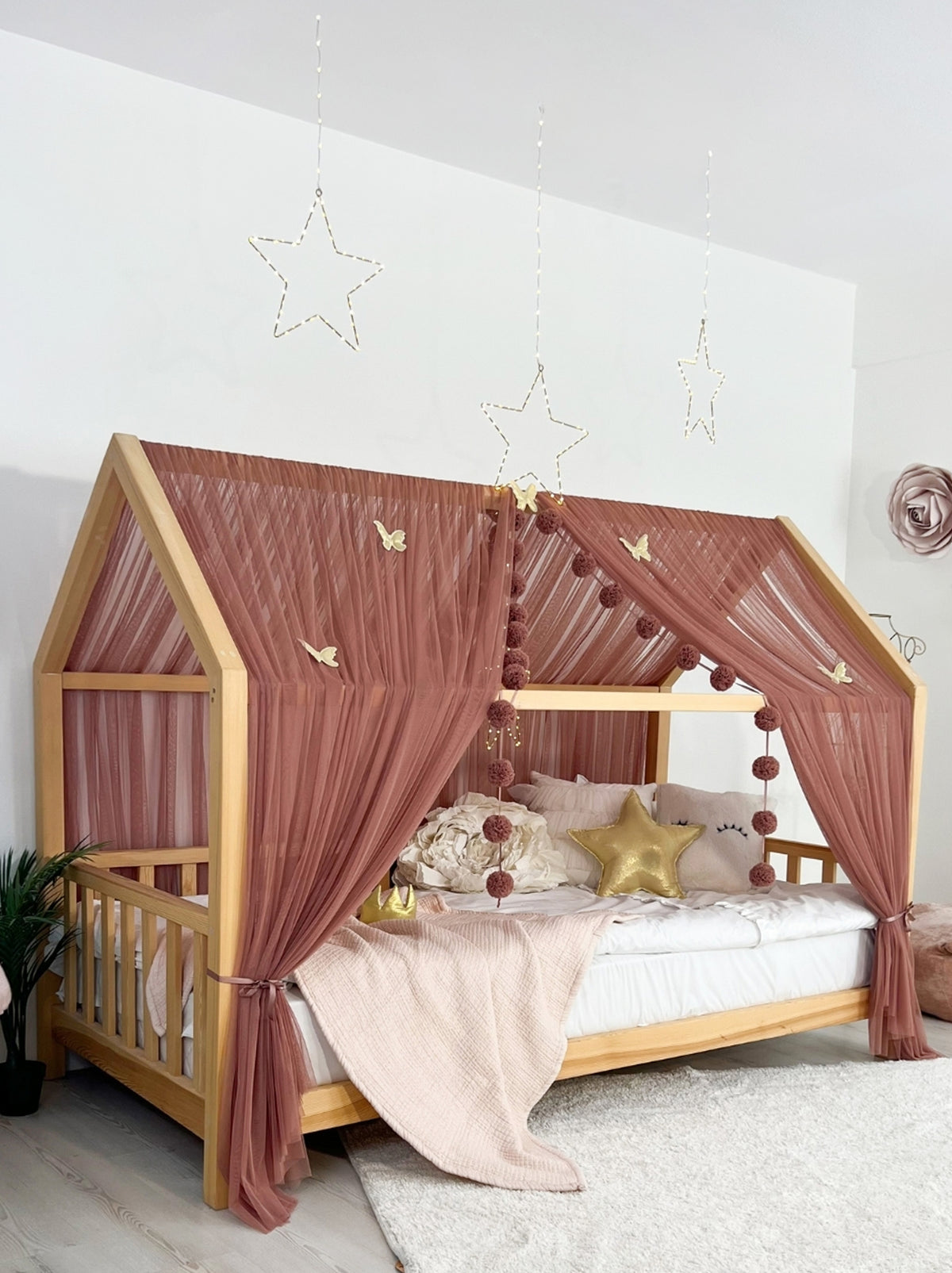 Montessori Bed Canopy Basic-Pinkish Brown