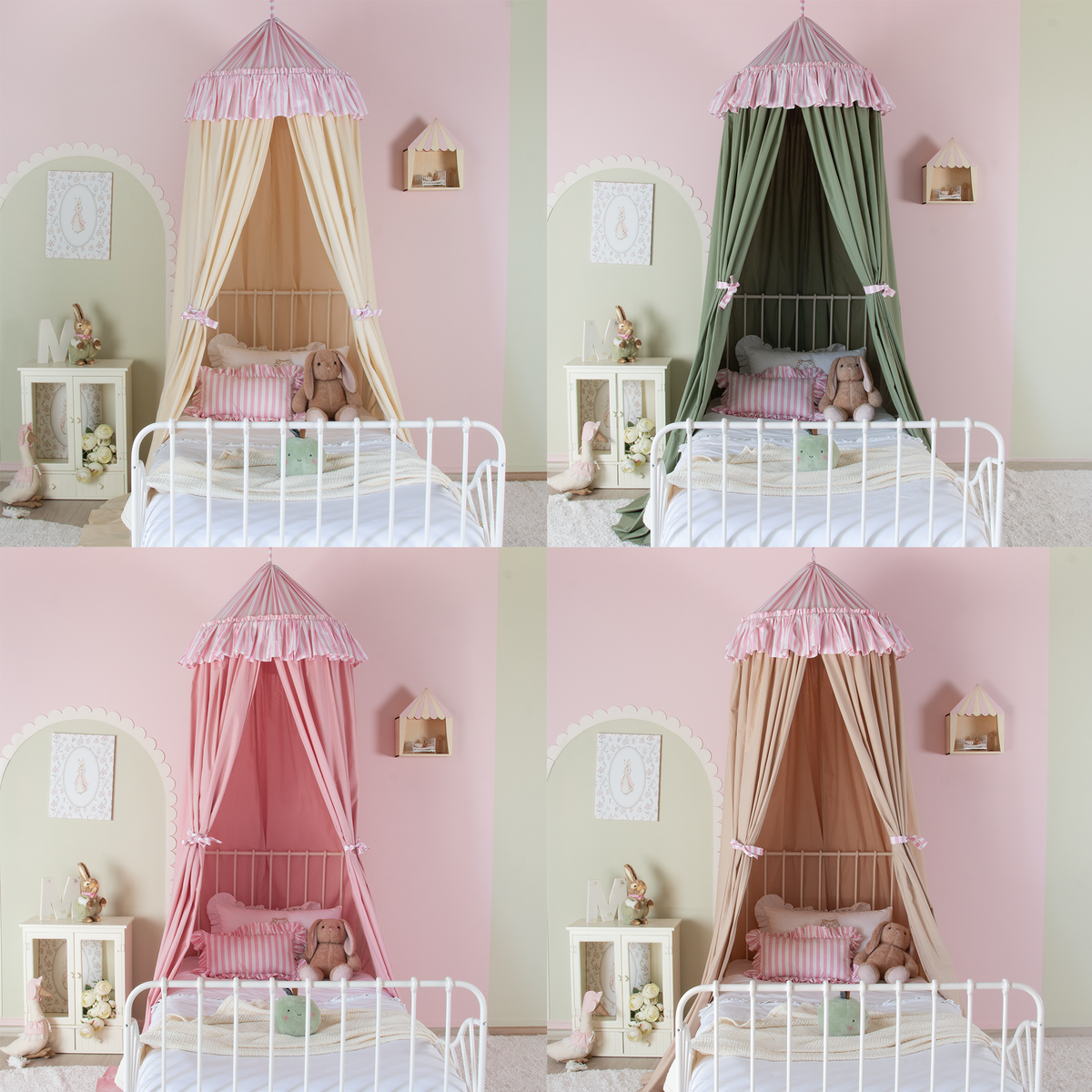 Blush Bed Canopy With Pink Striped