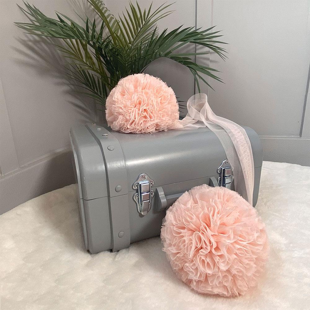 Twin Pompoms-Baby Pink