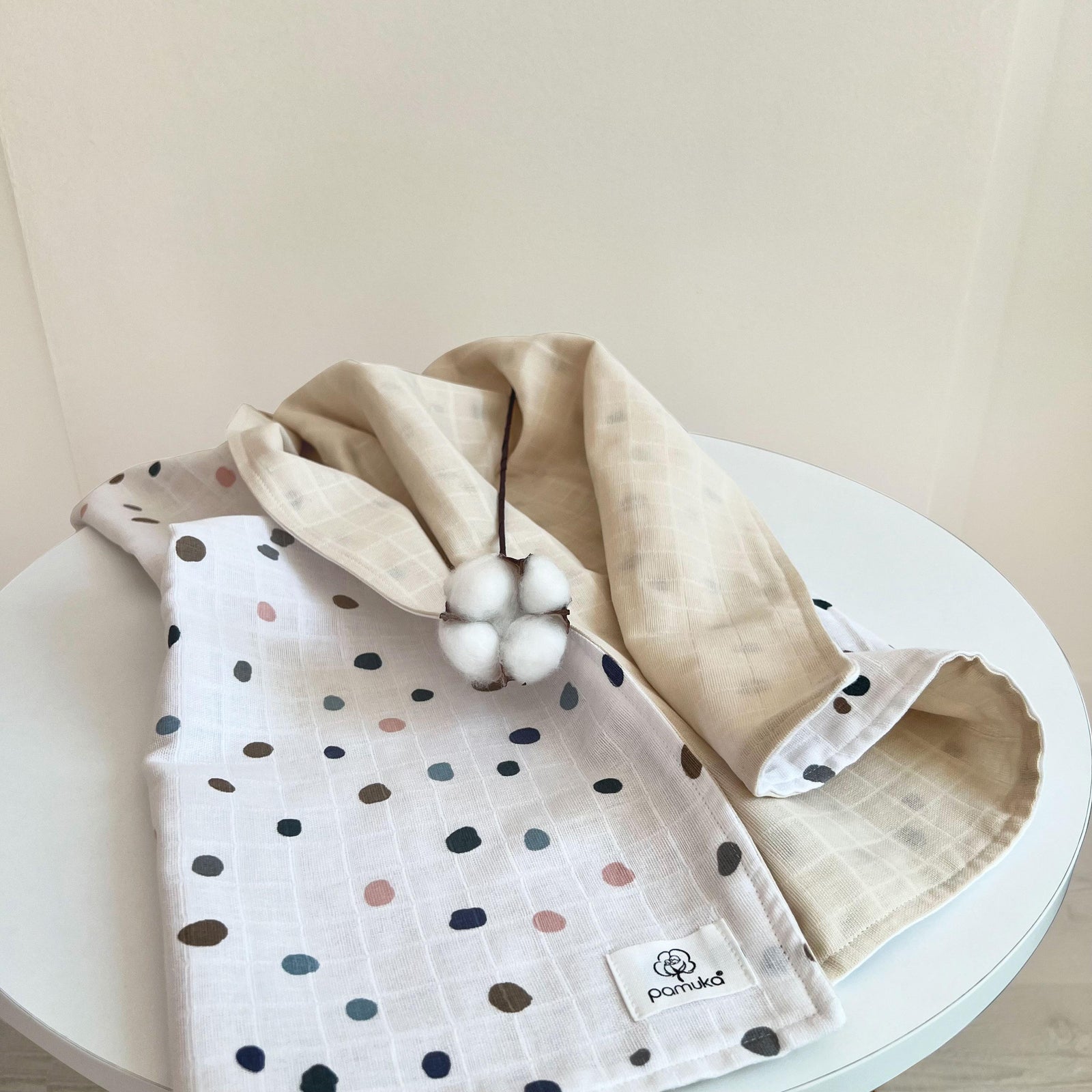 Double sided Muslin Baby Blanket-Polka Dot