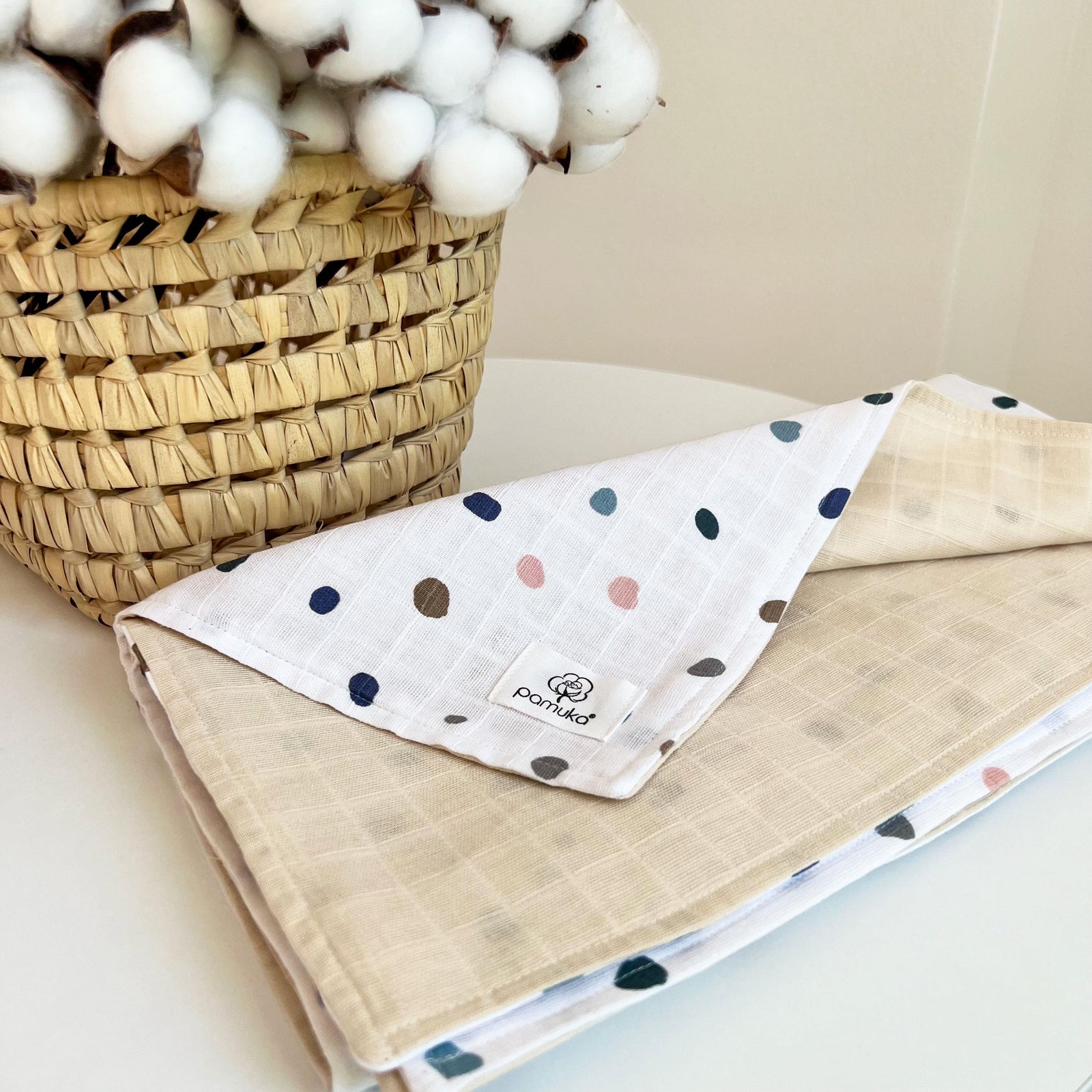 Double sided Muslin Baby Blanket-Polka Dot