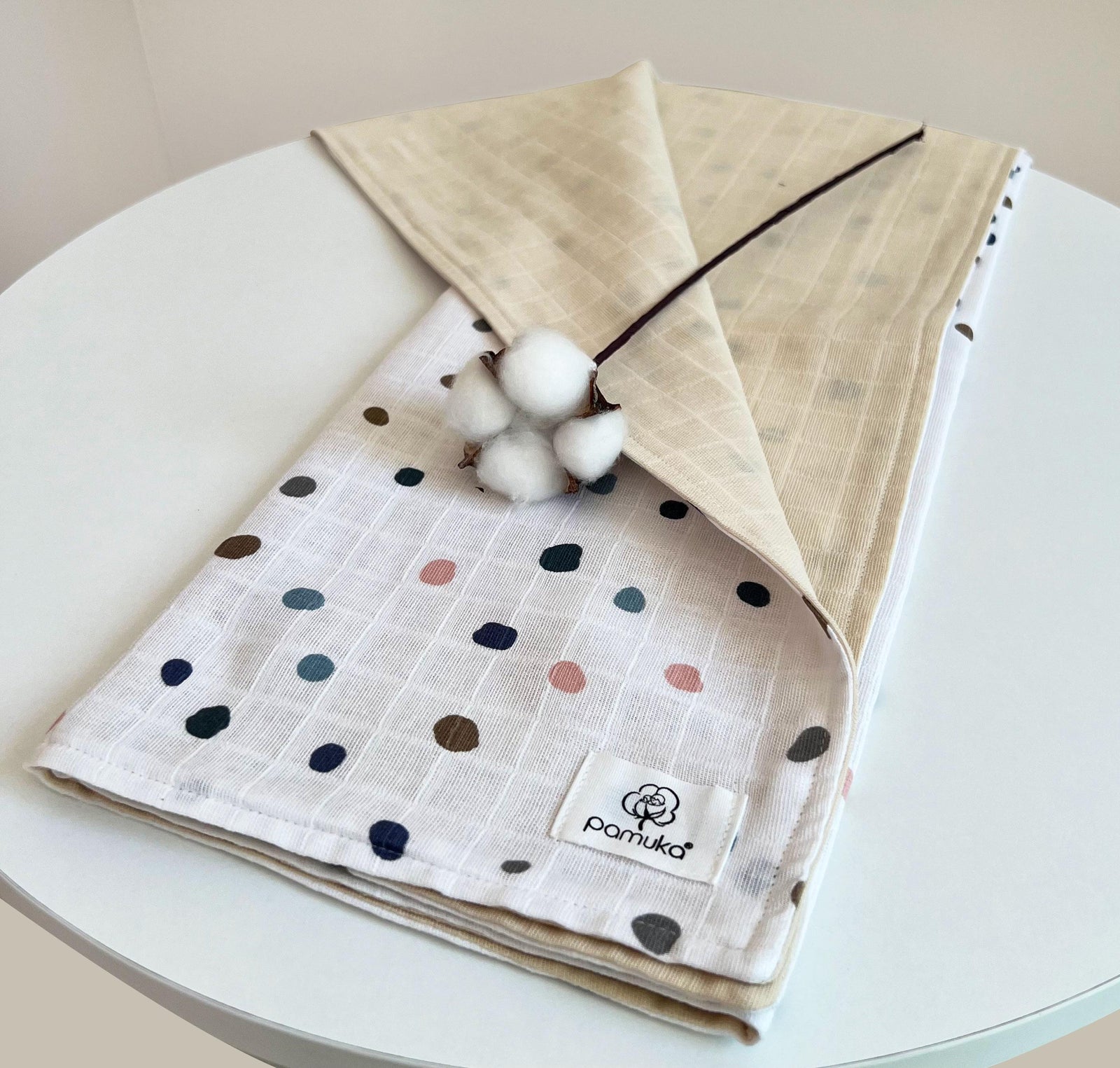 Double sided Muslin Baby Blanket-Polka Dot