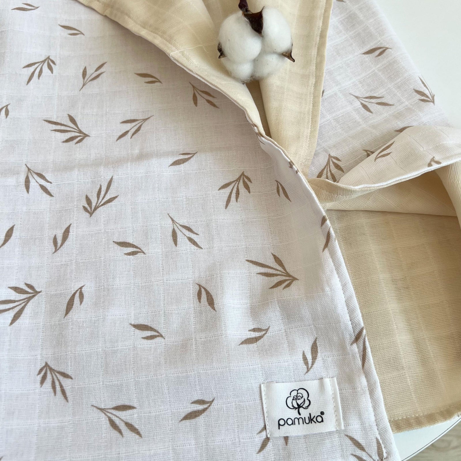 Double sided Muslin Baby Blanket-Leaf
