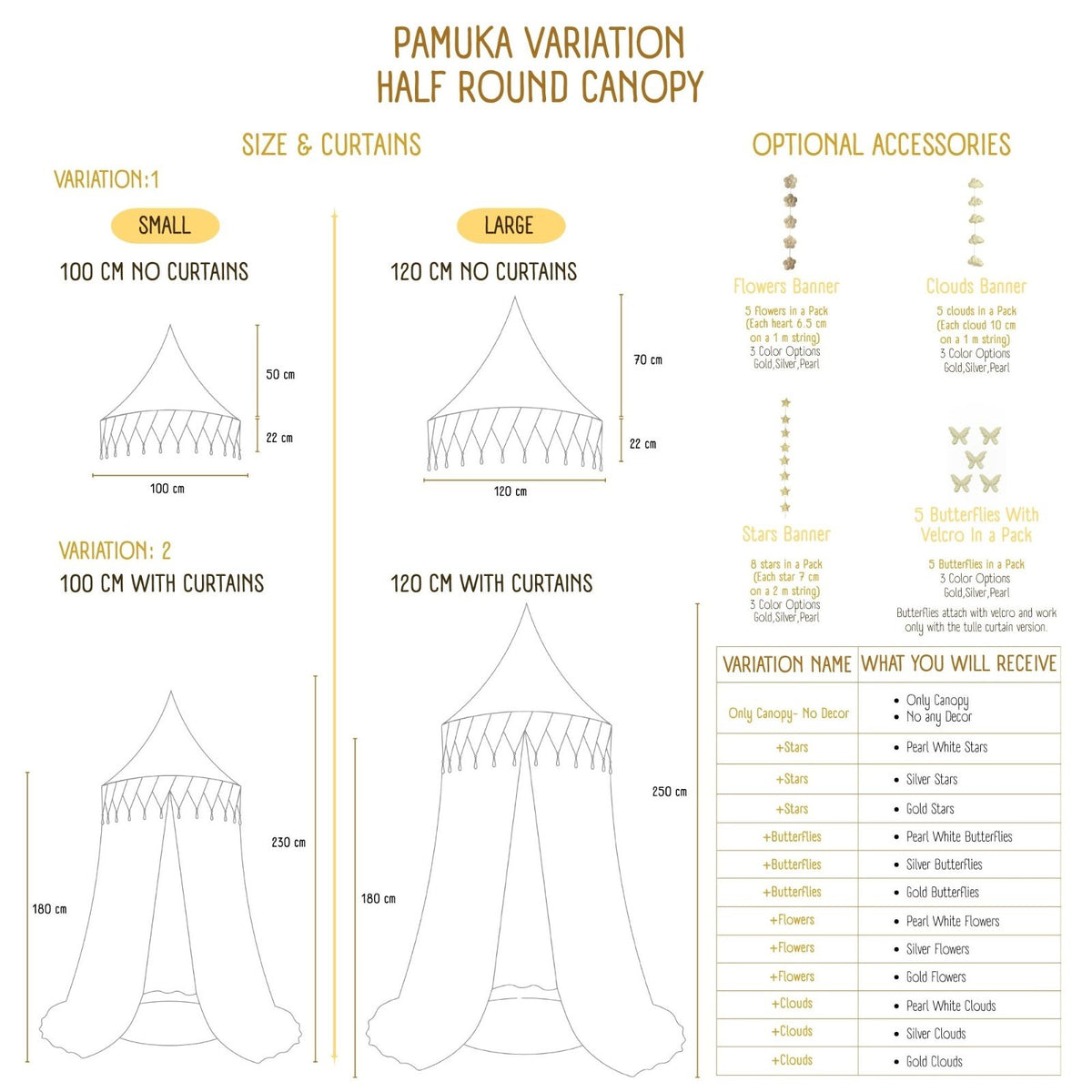 Half Moon Canopy Bunting-Colorful Yellow