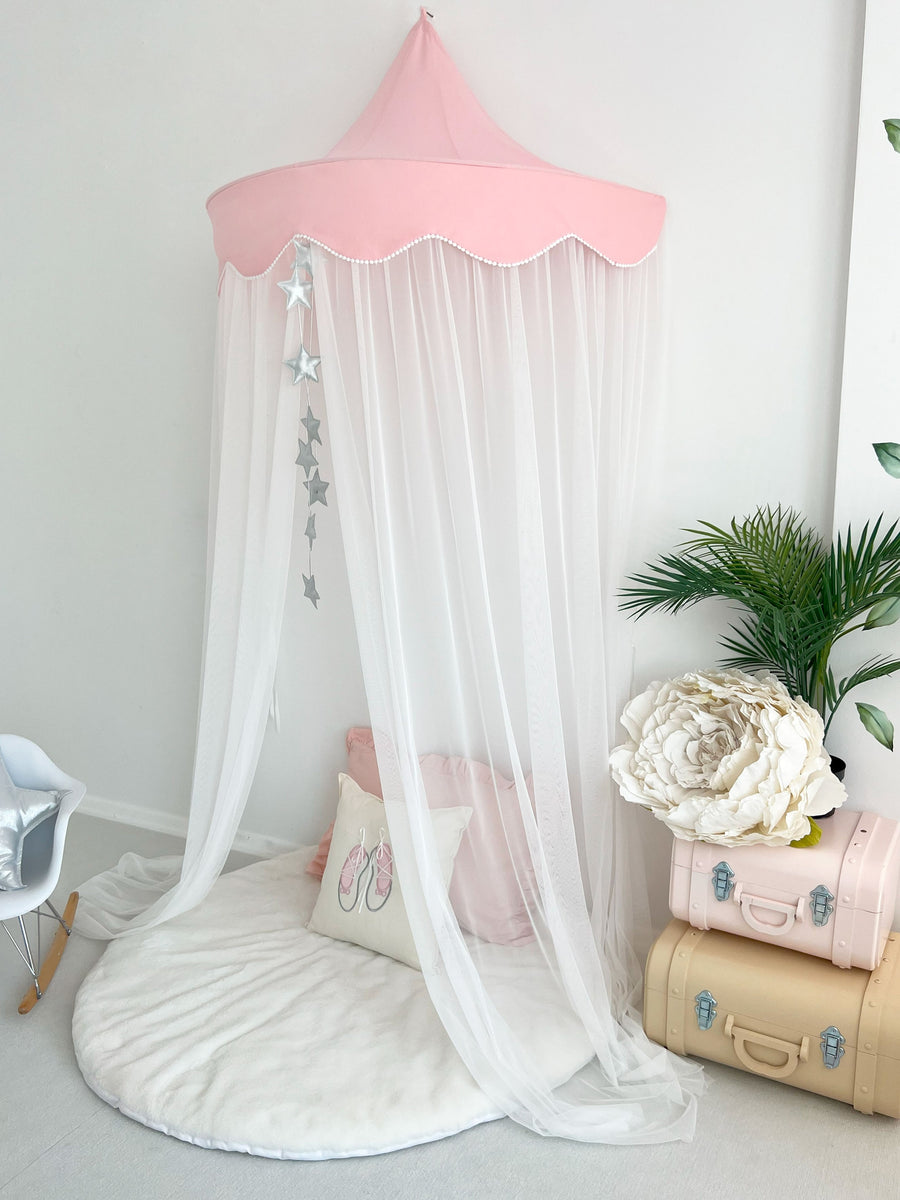 Half Moon Canopy-Pink White