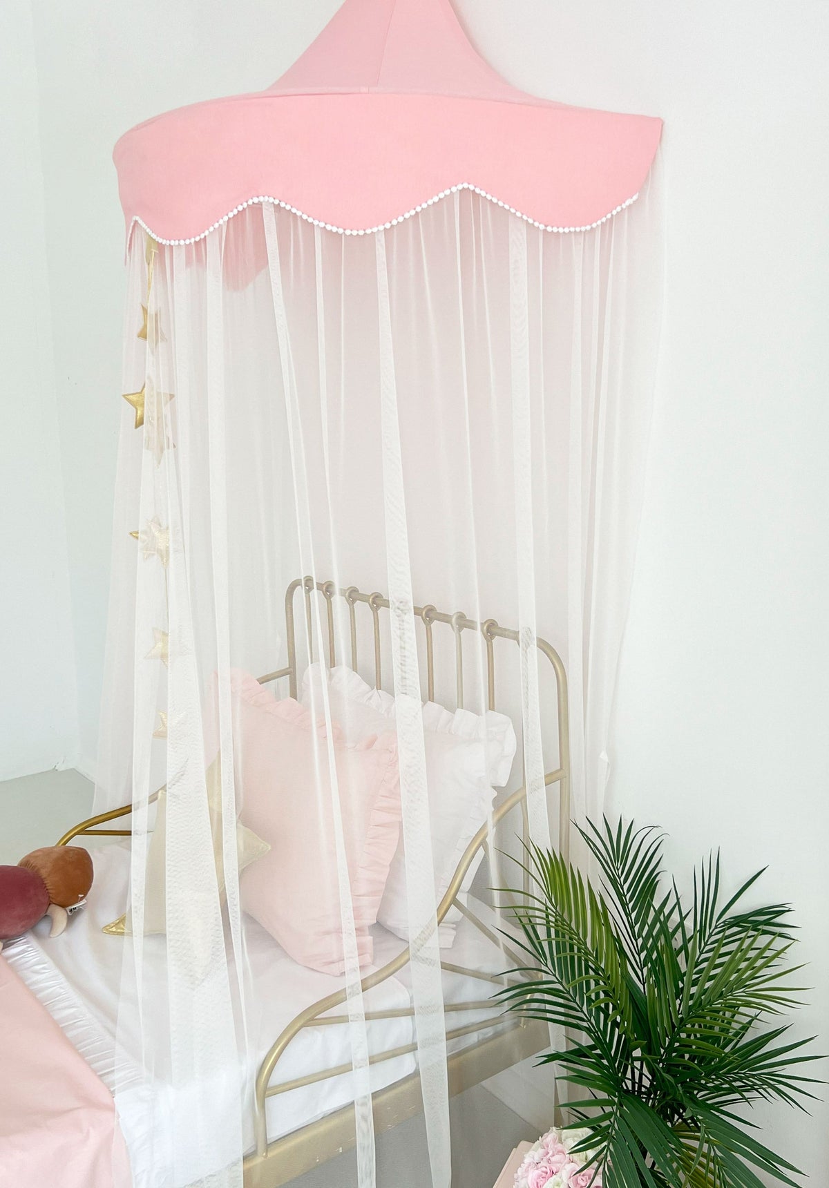 Half Moon Canopy-Pink White