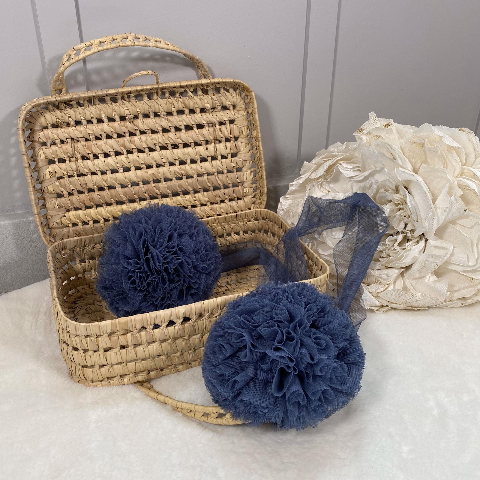 Twin Pompoms-Glaucous Blue